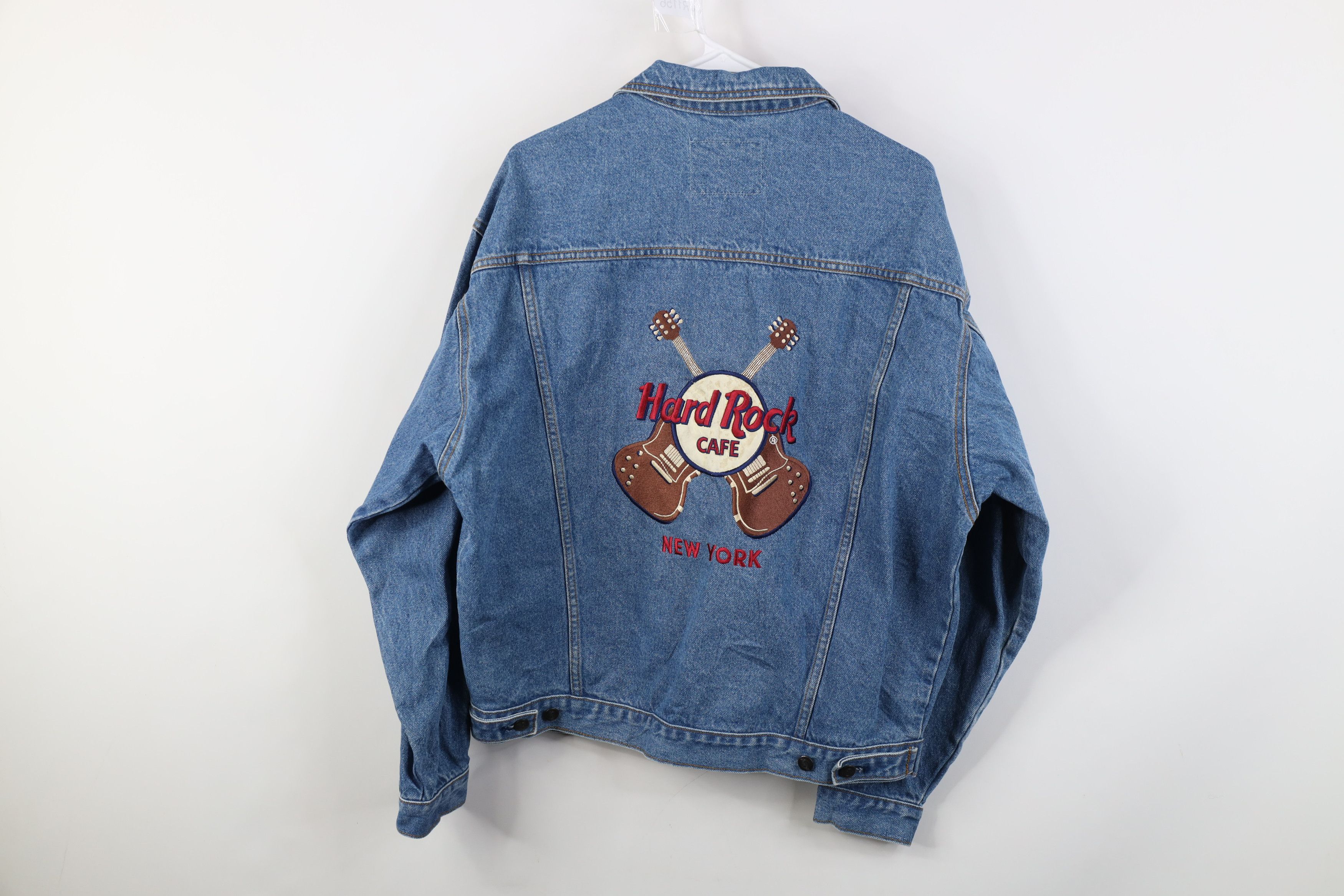 Hard Rock Cafe Vintage 90s Hard Rock Cafe New York Denim Trucker Jacket Size US L / EU 52-54 / 3 - 13 Thumbnail