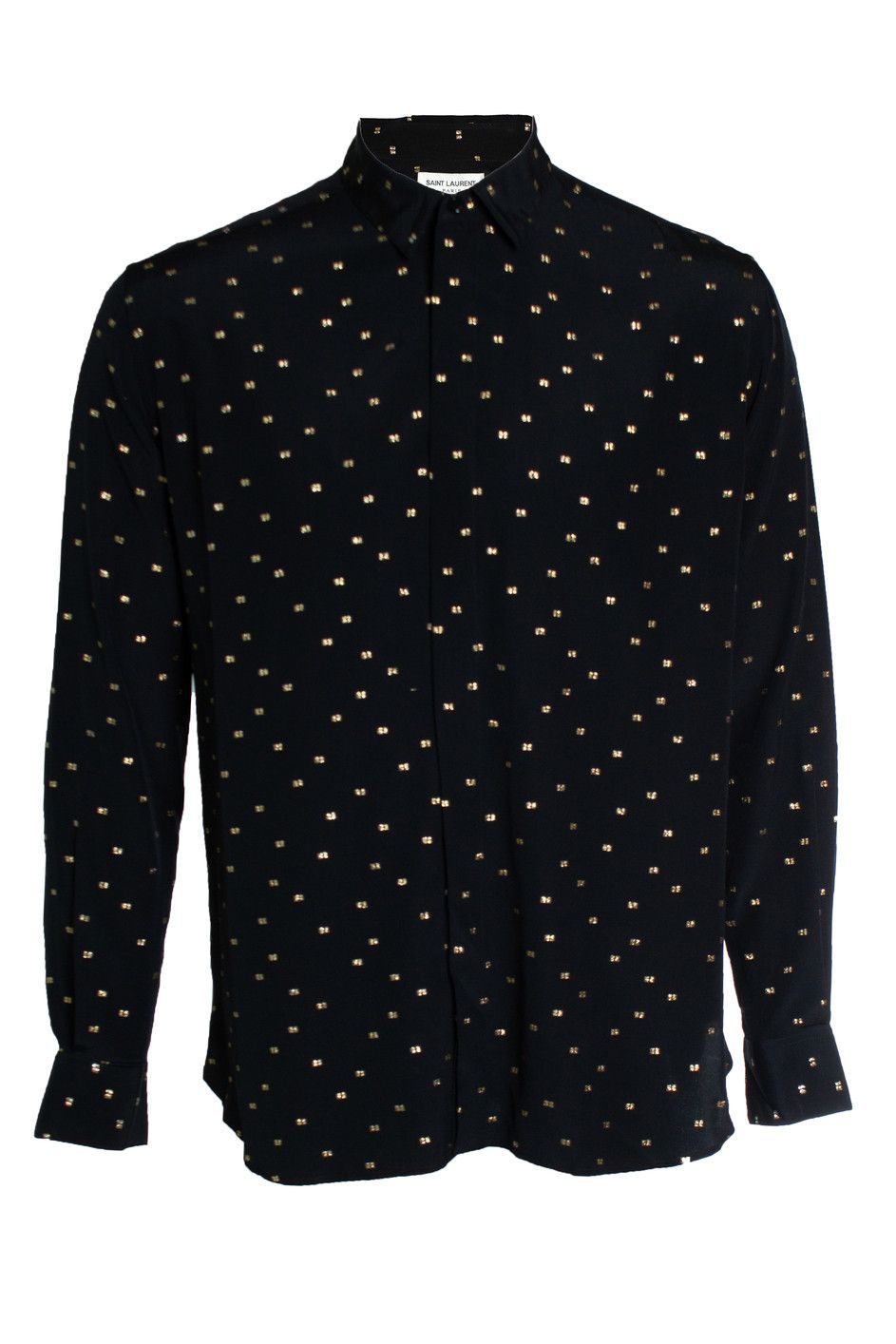 Saint Laurent Paris Saint Laurent, Black shirt with gold lurex print Size US S / EU 44-46 / 1 - 1 Thumbnail