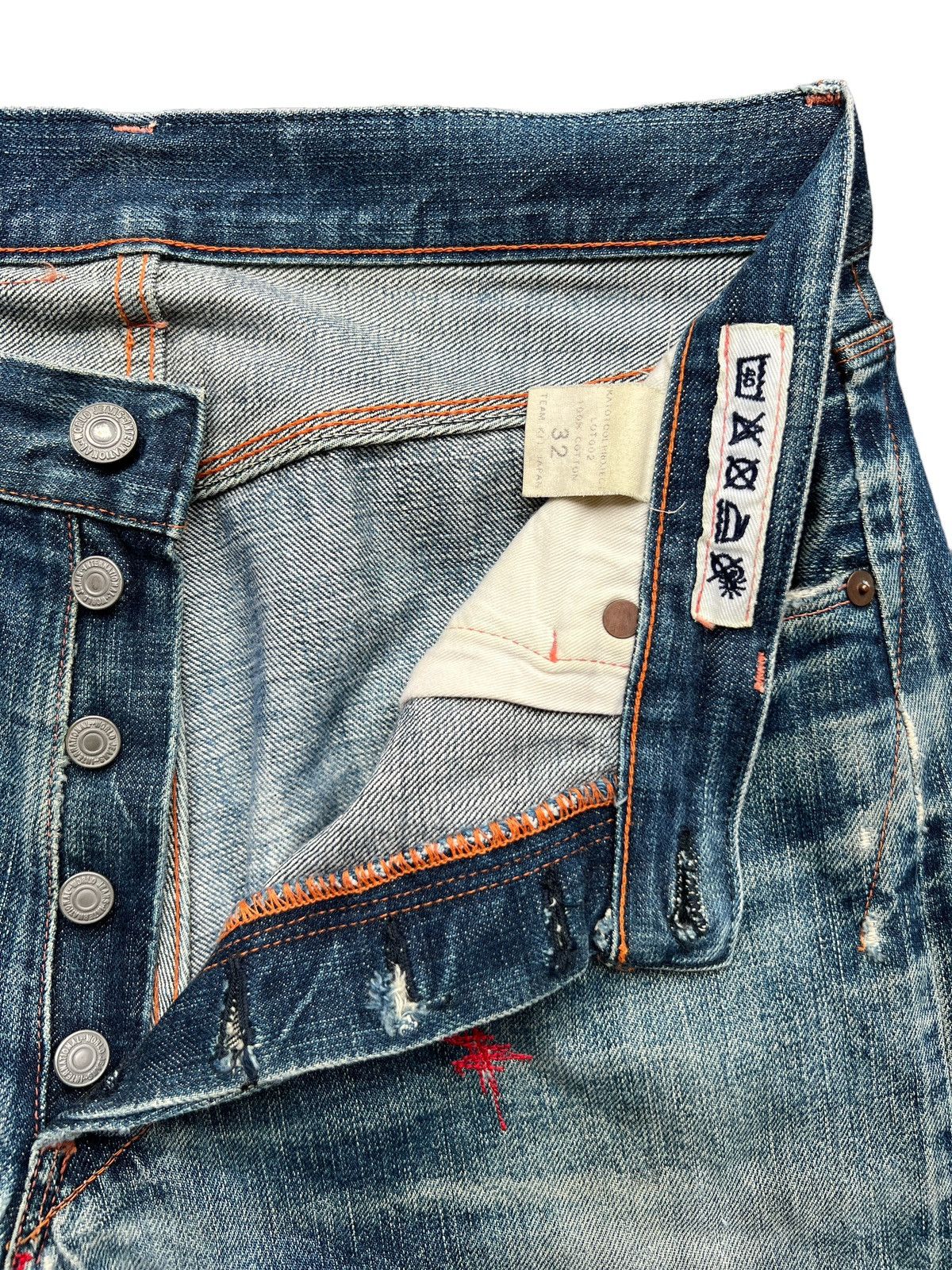 Vintage Hiroshi Kato Selvedge Distressed Sashiko Denim Jeans 32x32 Size US 32 / EU 48 - 15 Thumbnail