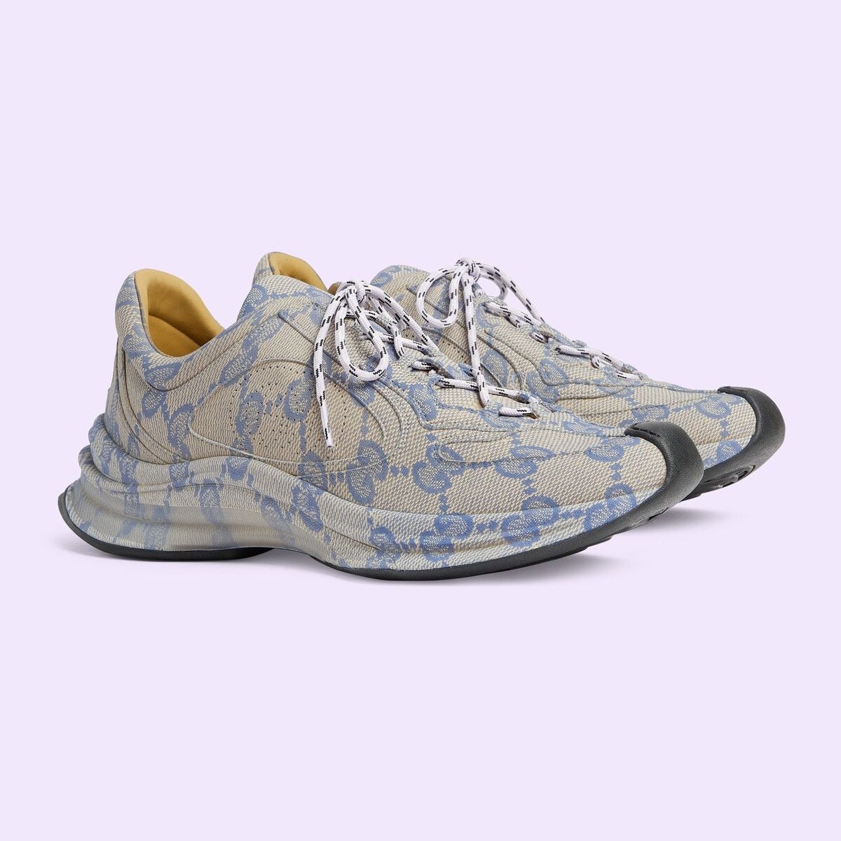 Gucci o1s1wg110325 Men's Gucci Run Sneakers in Beige & Blue Size US 6.5 / EU 39-40 - 2 Thumbnail