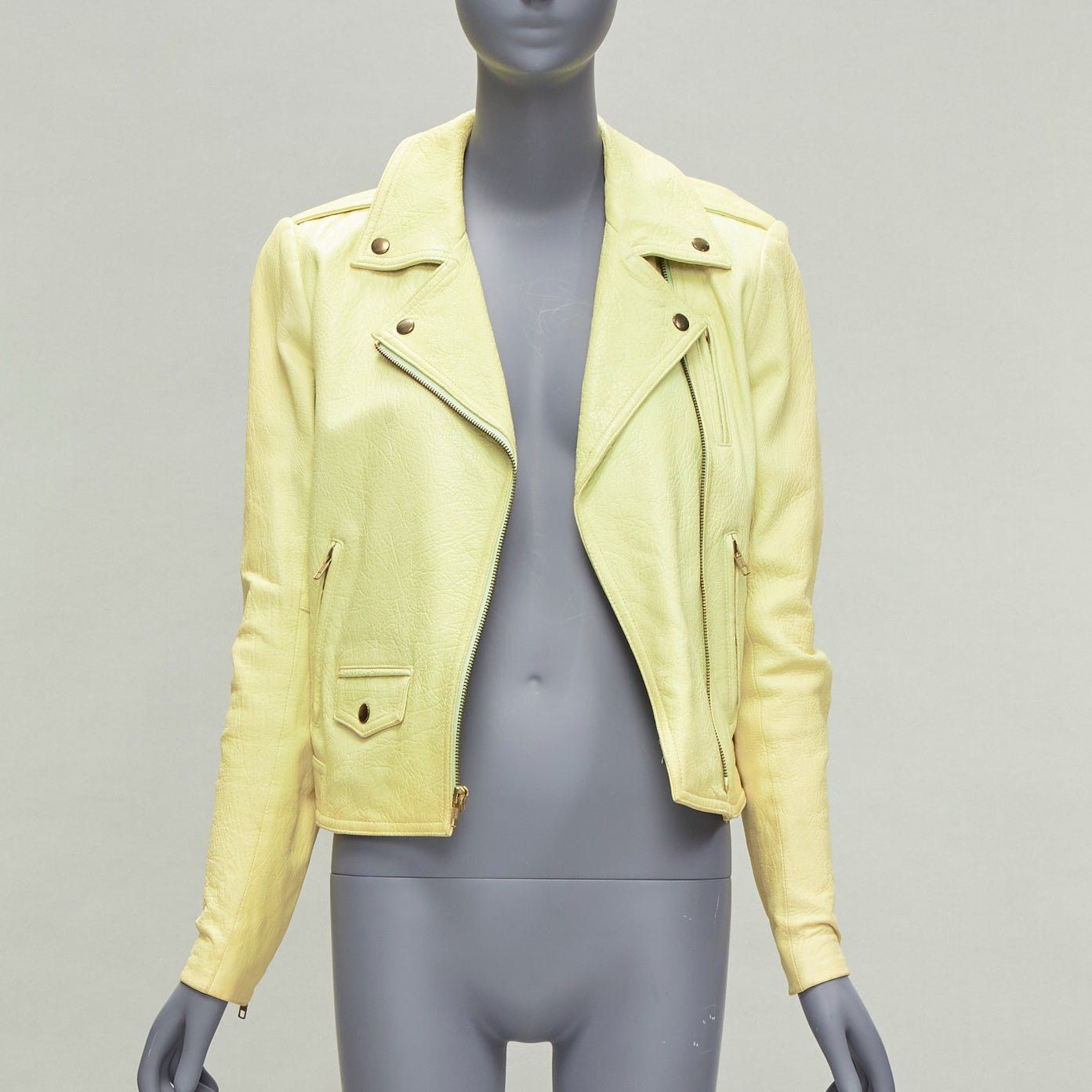 Theory THEORY yellow lambskin leather motorcycle biker jacket M Size M / US 6-8 / IT 42-44 - 1 Thumbnail
