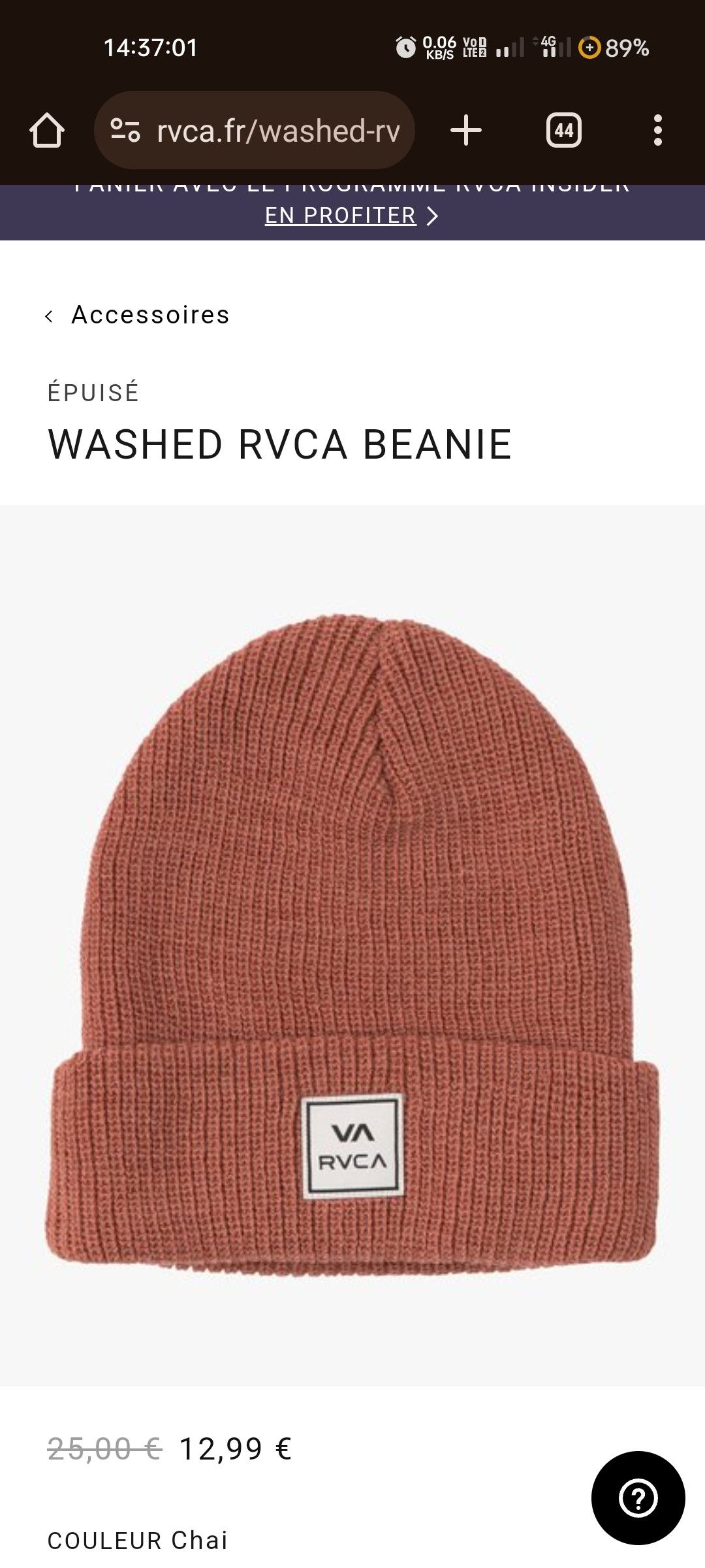 RVCA Washed RVCA Knitted Beanie Size ONE SIZE - 11 Thumbnail