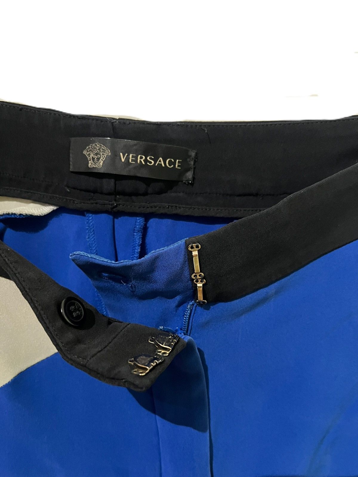 Versace Versace 100% silk black and blue trousers Size 25" / US 0 / IT 36 - 3 Thumbnail