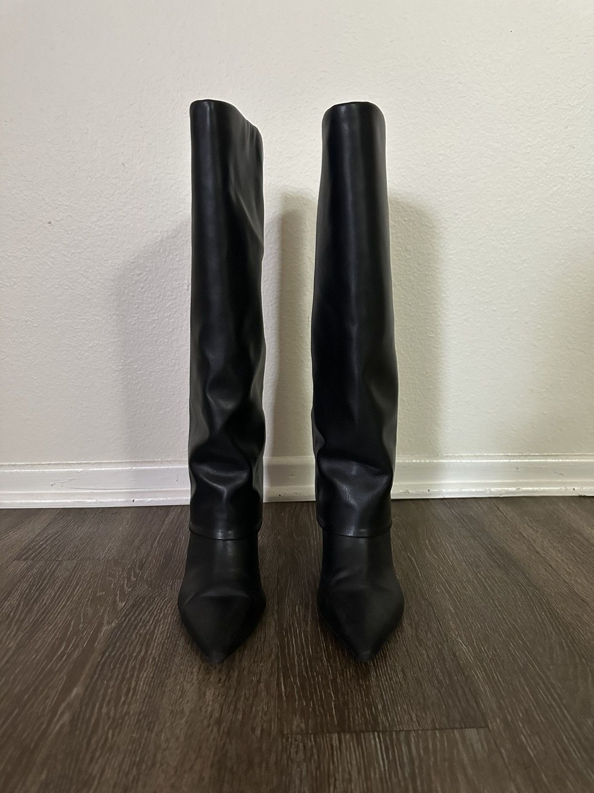Marc Fisher Foldover knee high black boots leather Size US 7.5 / IT 37.5 - 2 Thumbnail