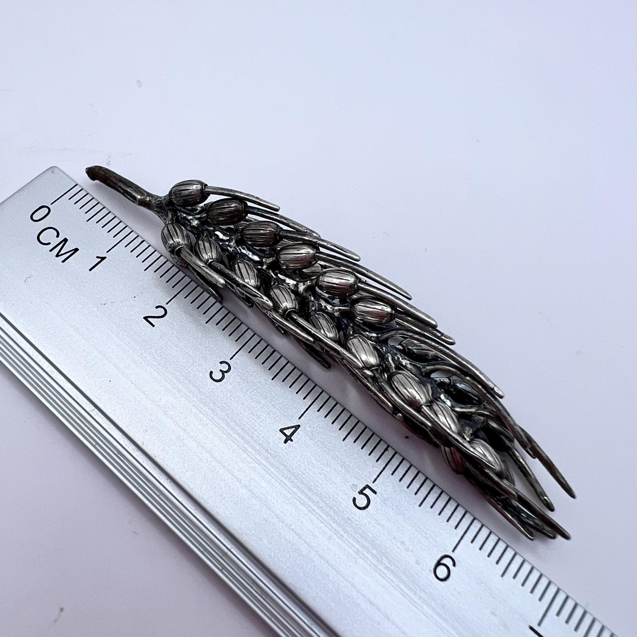 Vintage Vintage Silver Plated Pin Brooch Wheatear Made in Italy 2.3" Size ONE SIZE - 4 Thumbnail