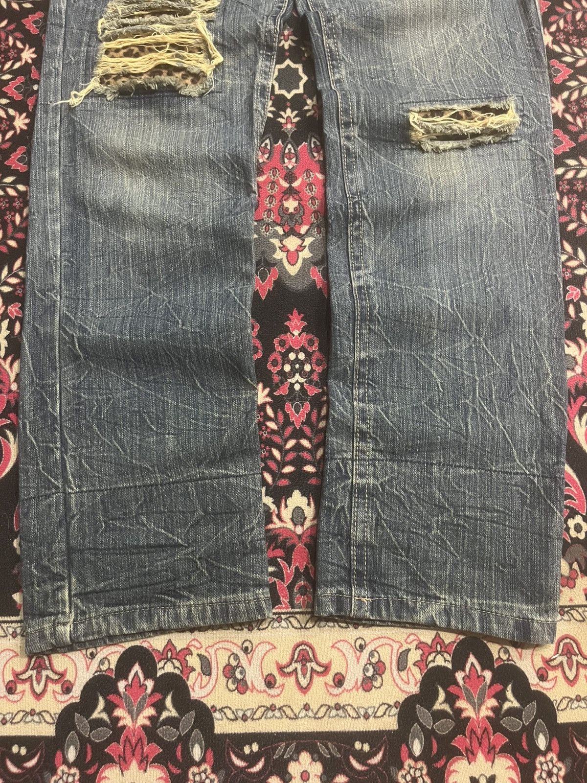 Japanese Brand Vintage Distressed Double Waist Leopard Style Blue Jeans Size 30" / US 8 / IT 44 - 7 Thumbnail