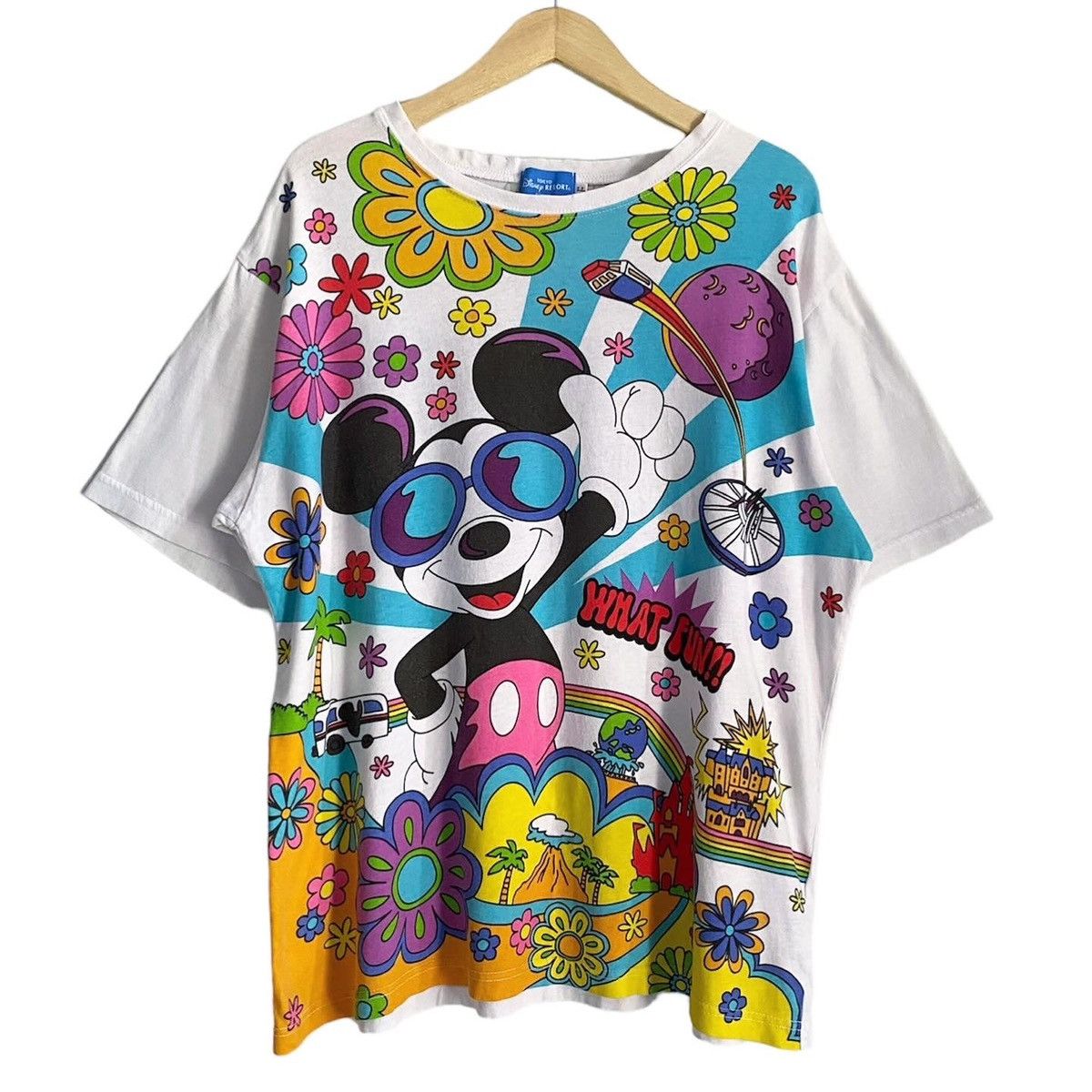 Disney × Mickey Mouse × Vintage Rare Tokyo Disney Resort Mickey Mouse Flower Hippies Size US L / EU 52-54 / 3 - 1 Thumbnail