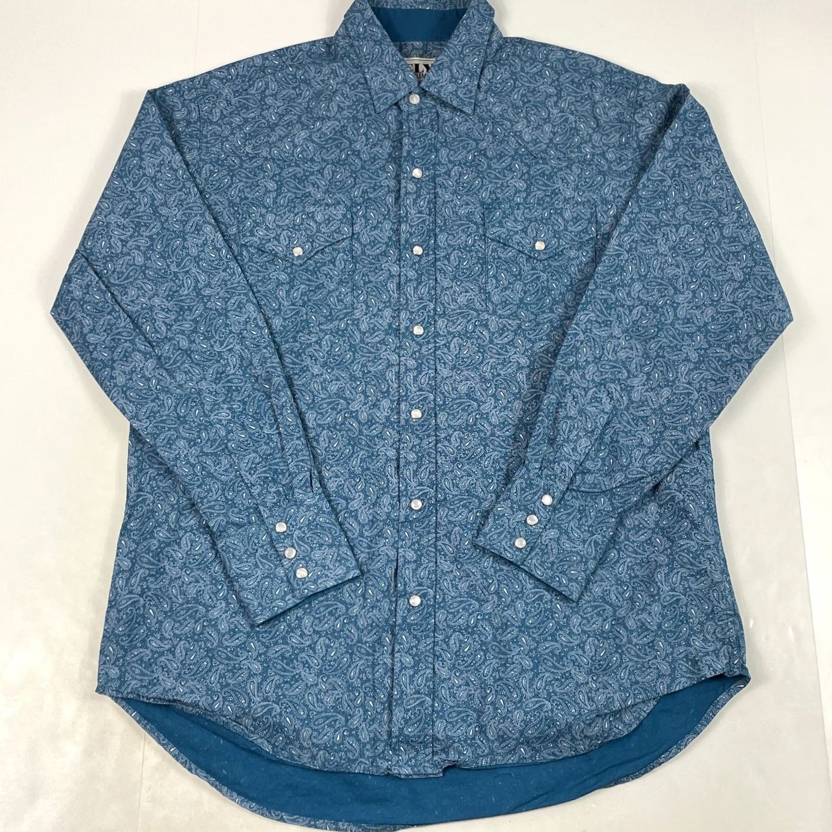 Vintage Ely Cattleman Shirt Mens Large Blue Pearl Snap Paisley Long Sleeve - Cotton Size US L / EU 52-54 / 3 - 2 Thumbnail