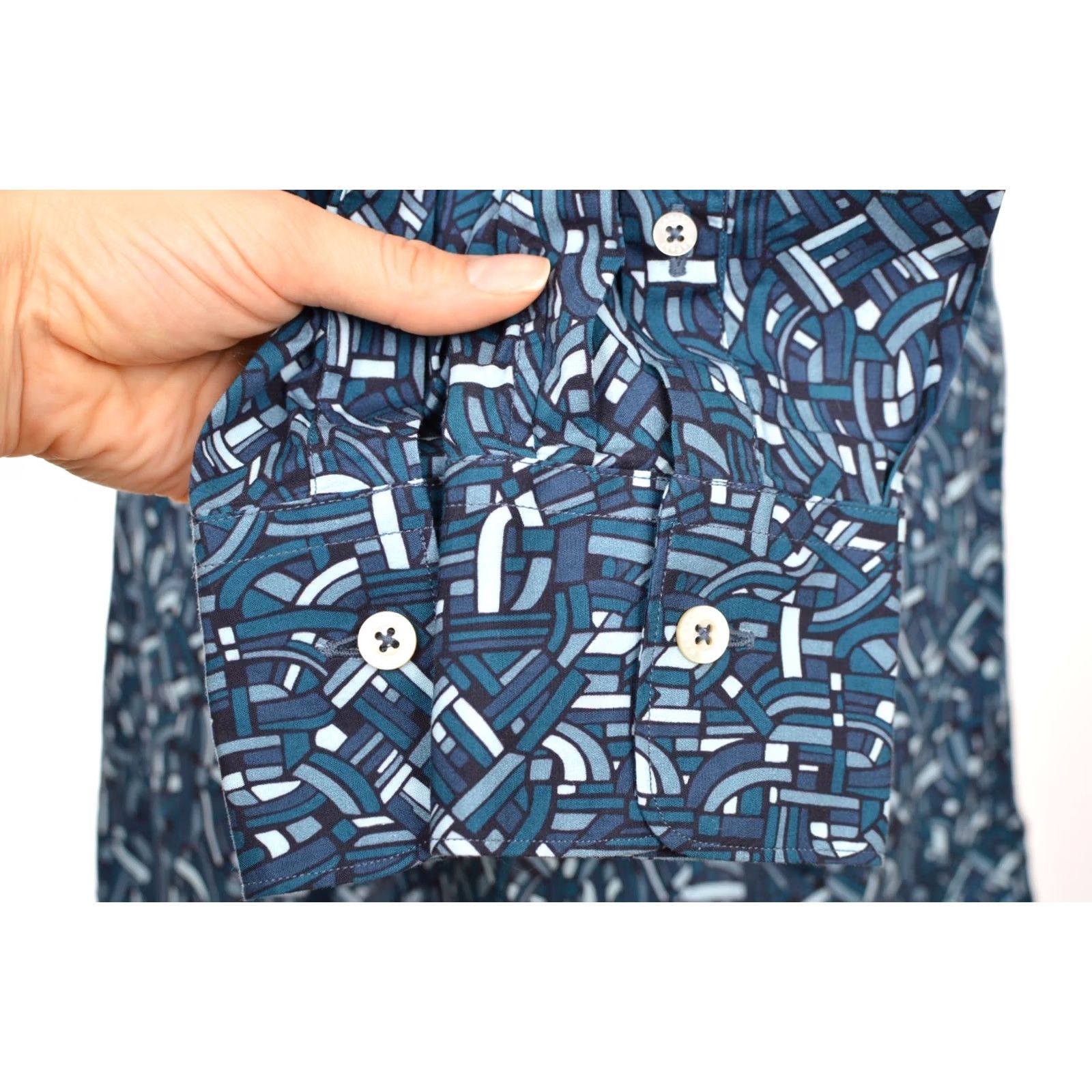 Canali Canali Blue Full-Print Cotton Button Shirt Size S Mens Shirt Size US S / EU 44-46 / 1 - 4 Thumbnail