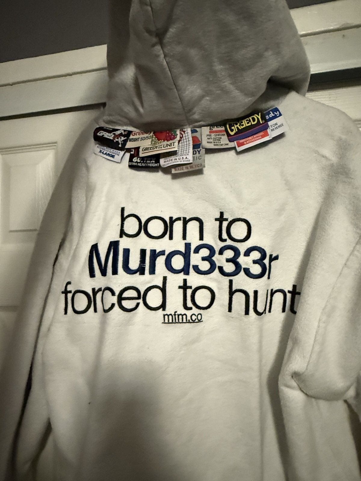 Greedy Unit × murd333r.fm Murd333r.fm x greedy unit born to murd333r multi tag Size US L / EU 52-54 / 3 - 5 Thumbnail