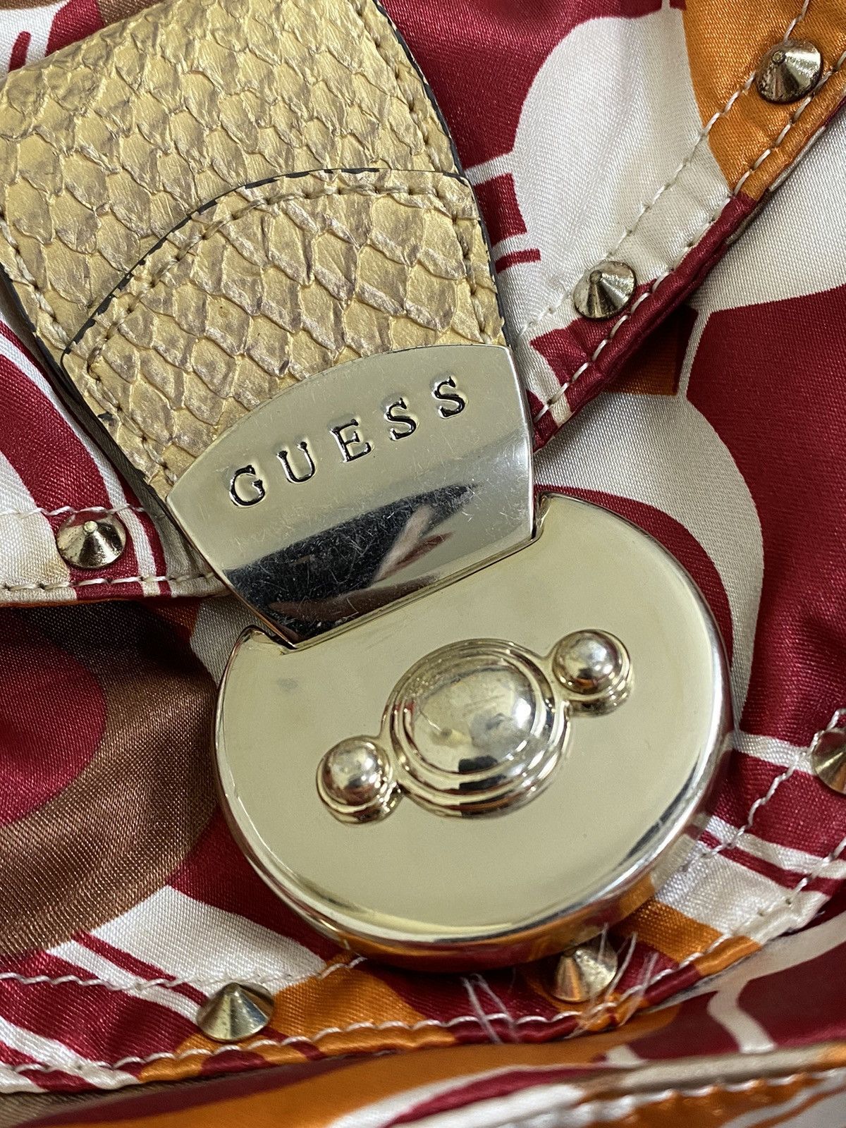 Guess 2000s Guess Studded Snake Skin Leather Shoulder Bag Size ONE SIZE - 7 Thumbnail