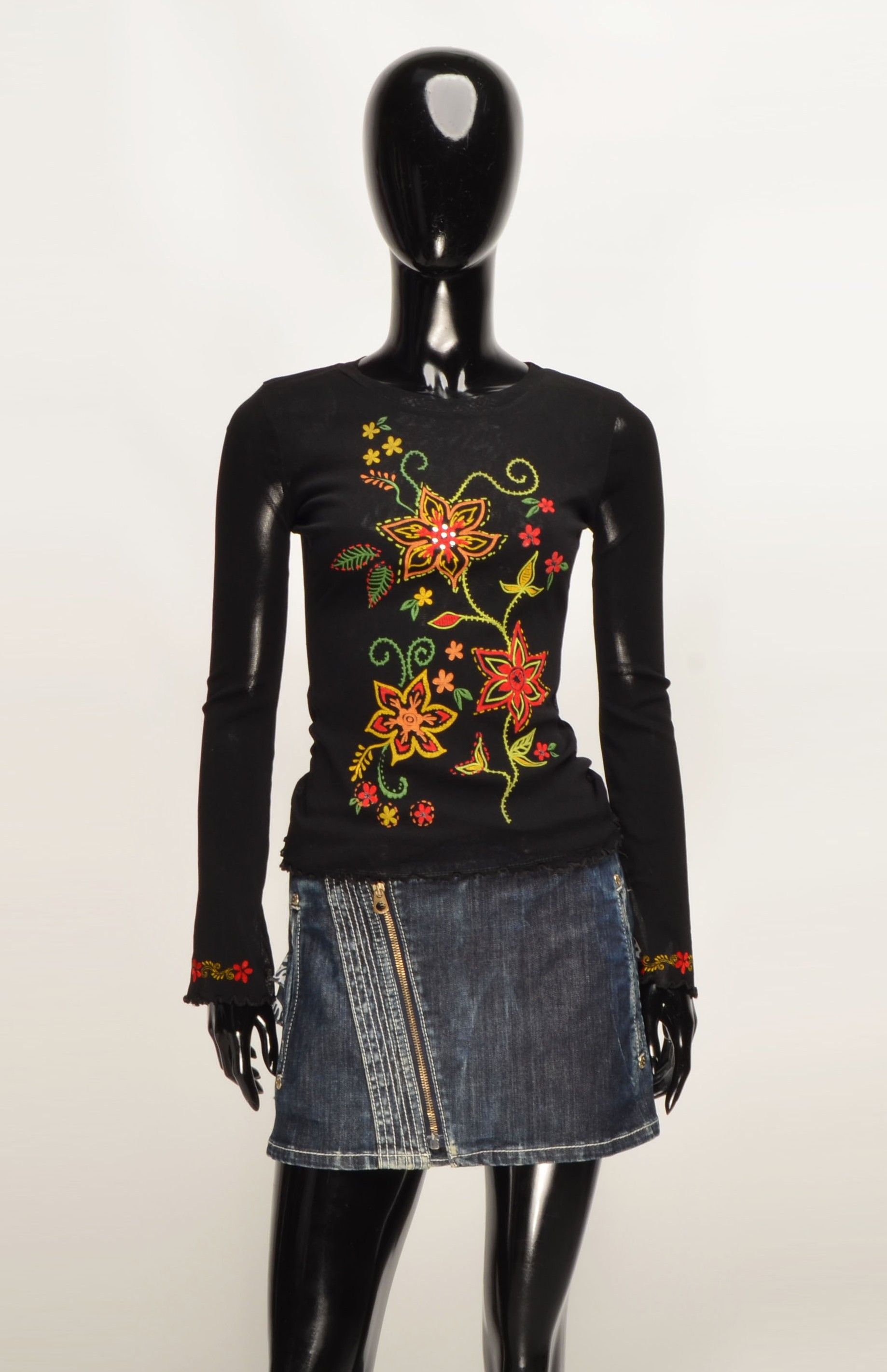 Designer Style Y2K Mesh Floral Print Boho Fairy Babydoll Top Size S / US 4 / IT 40 - 1 Thumbnail