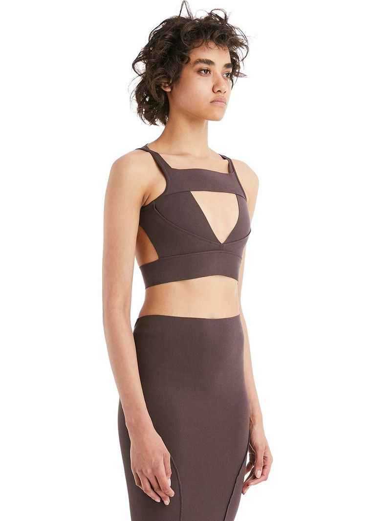 Rick Owens o1y0126 Crop Top in Chocolate Brown Size XS / US 0-2 / IT 36-38 - 2 Thumbnail
