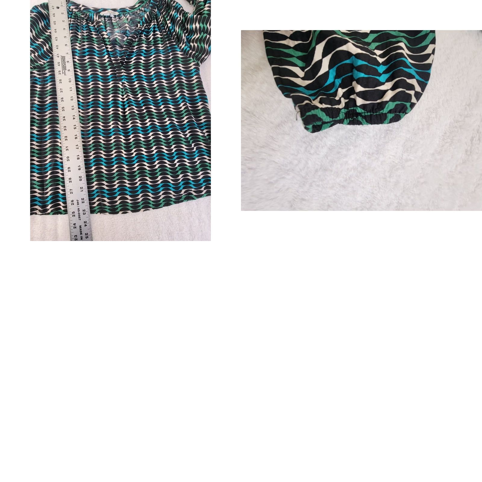 Boden Boden Blouse Wave Print V-Neck Long Sleeve Size 4 Black Green Blue WA551 Womens Size S / US 4 / IT 40 - 8 Thumbnail