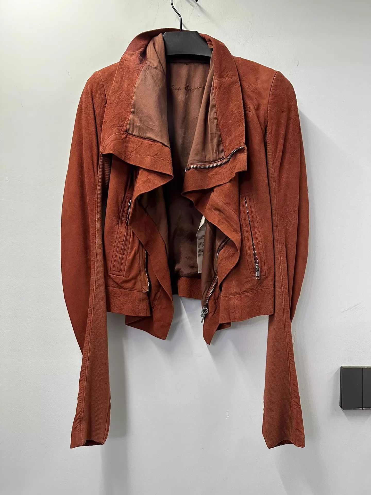 Rick Owens Rick Owens Women's Orange-Red Suede Moto Jacket Size 40 Size S / US 4 / IT 40 - 2 Thumbnail