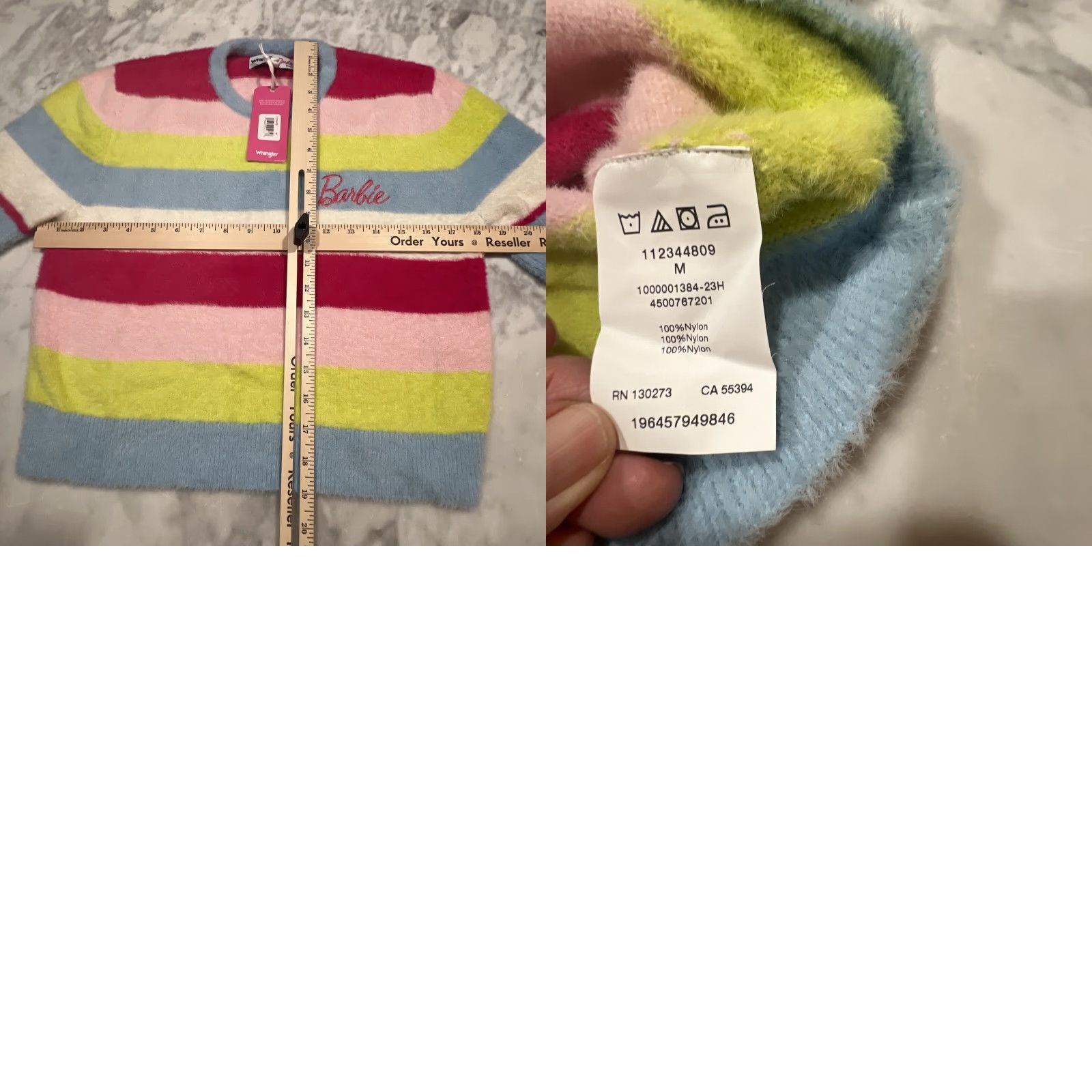 Wrangler WRANGLER BARBIE CROPPED FUZZY RAINBOW SWEATER Women Medium Stripe NWT Size M / US 6-8 / IT 42-44 - 8 Thumbnail