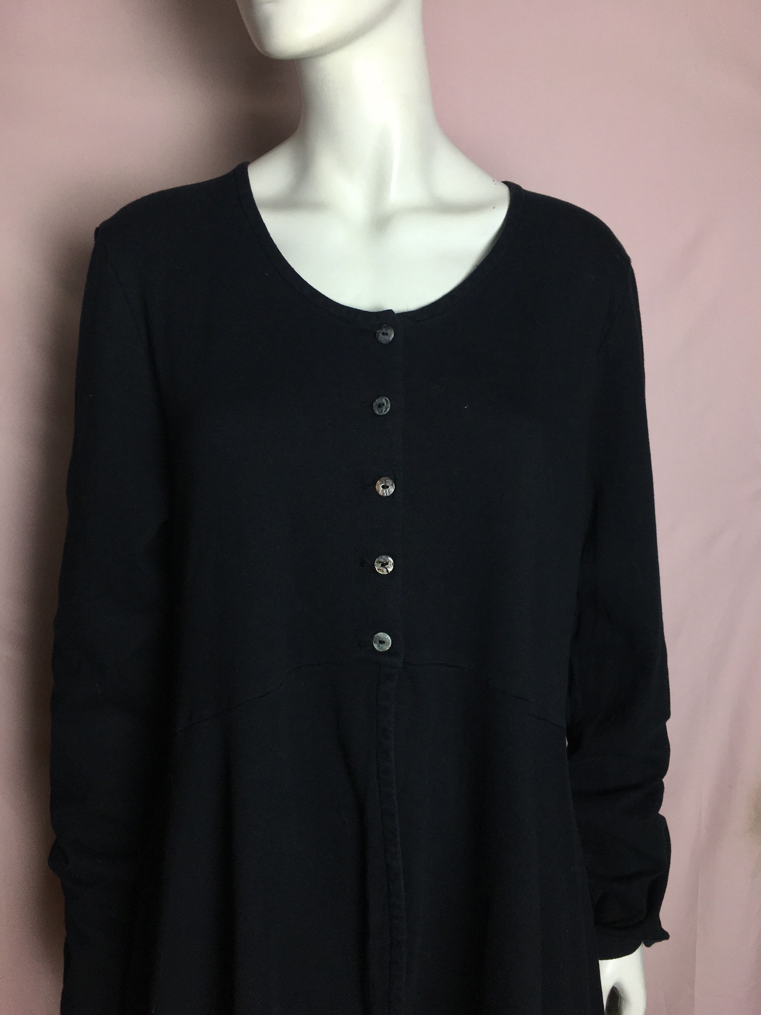 Rundholz Privatsachen Commerz Cocoon Black Cotton Oversized Dress Size M / US 6-8 / IT 42-44 - 2 Thumbnail