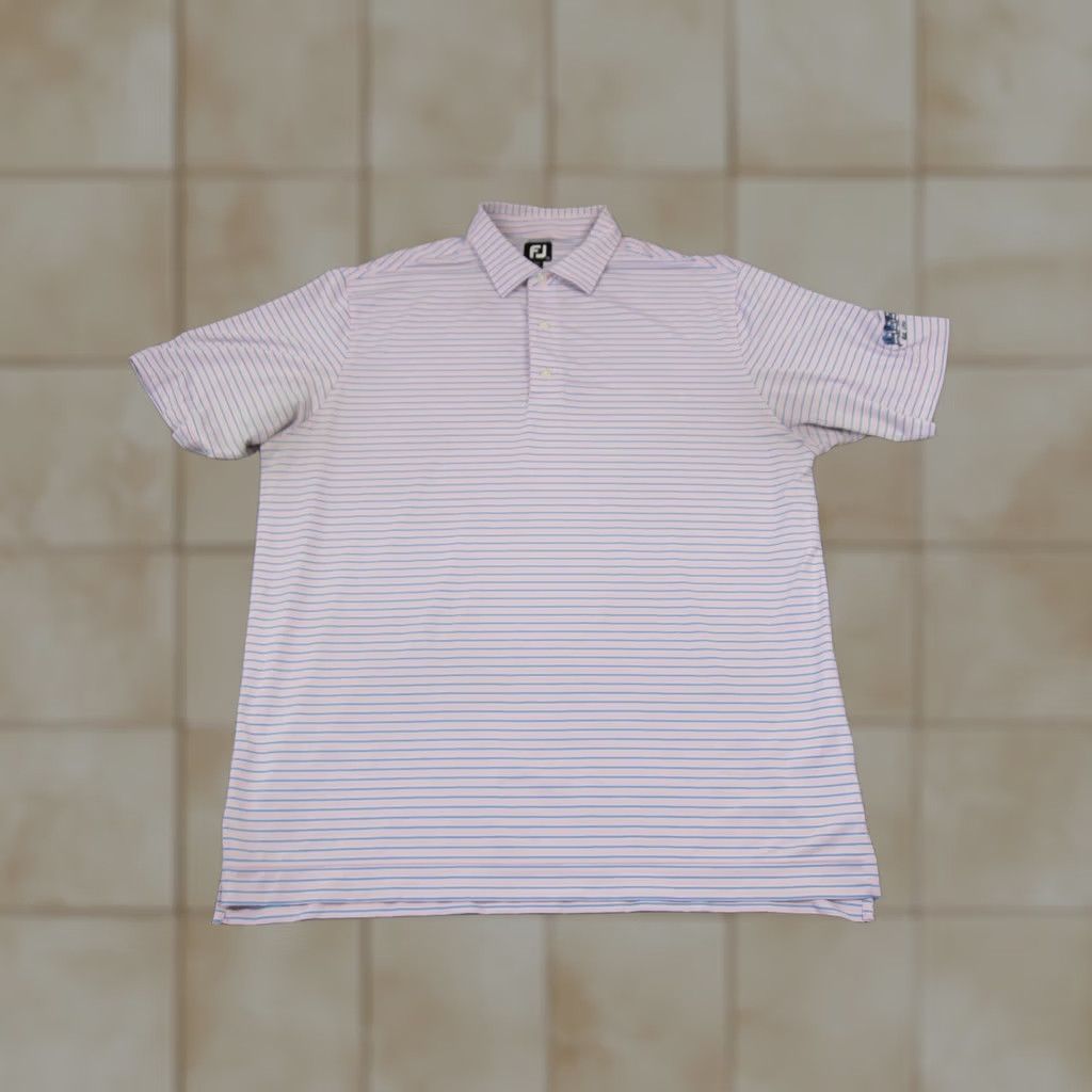 Footjoy FootJoy Polo Shirt Adult XL Pink Striped Golfing Performance Mens Size US XL / EU 56 / 4 - 1 Thumbnail