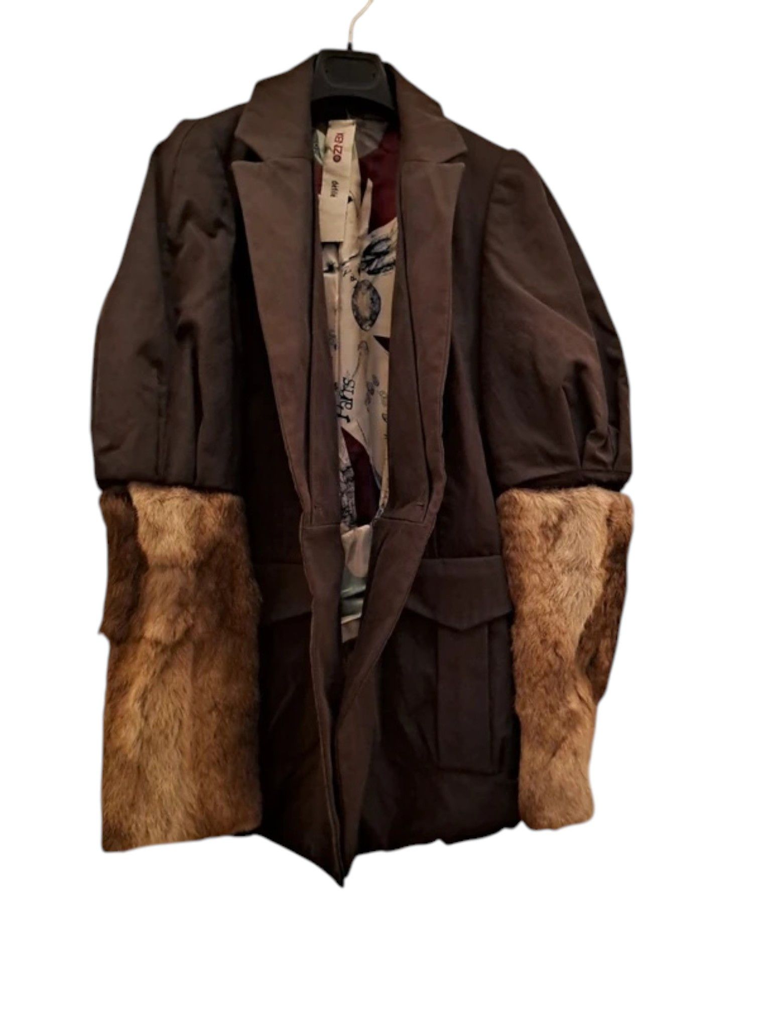 Kenzo Kenzo Défilé Brown Structured Blazer Fur Cuffs Silk Lining Size S / US 4 / IT 40 - 1 Thumbnail