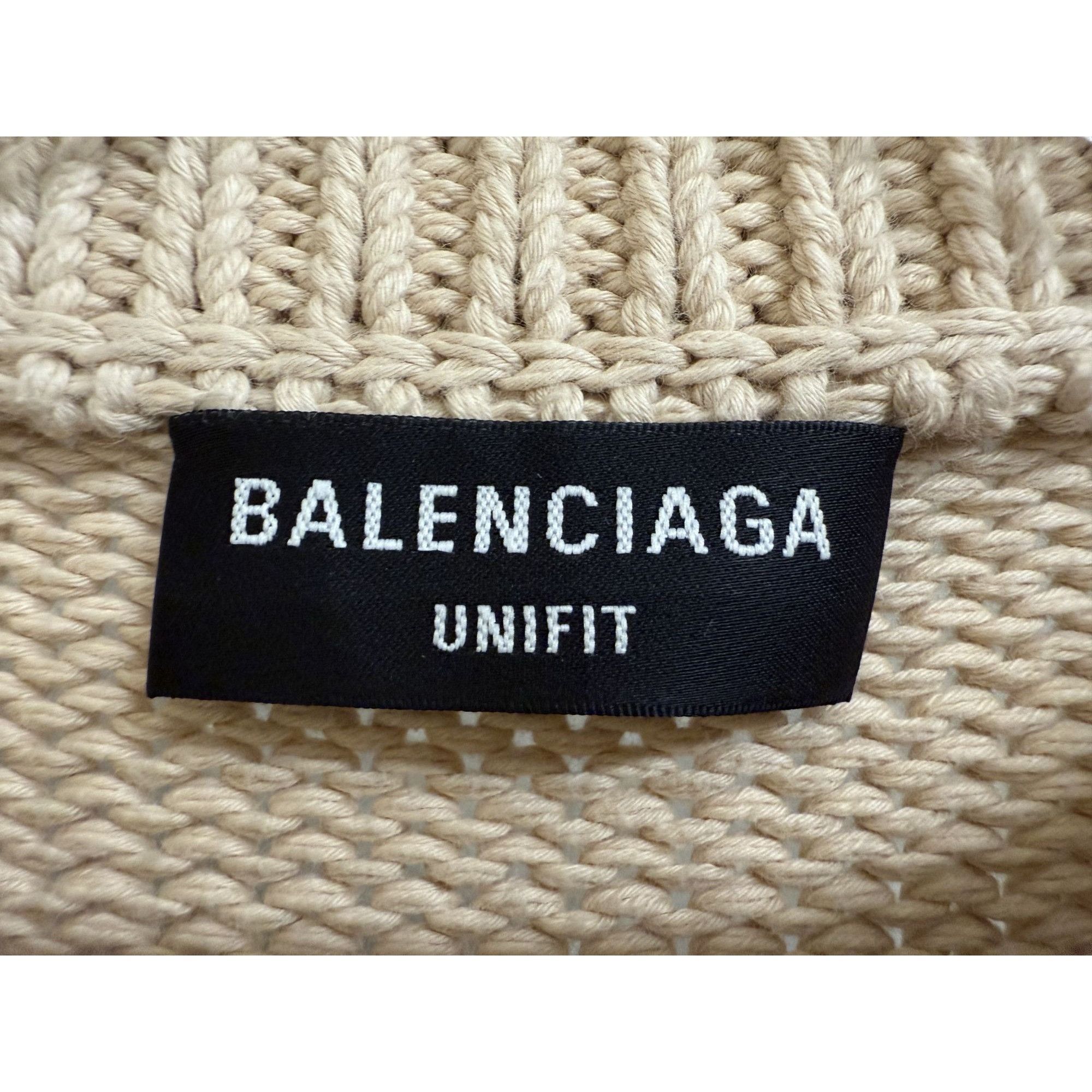 Balenciaga Balenciaga Beige Oversized Knit Sweater With Embroidered Cre Size S / US 4 / IT 40 - 7 Thumbnail