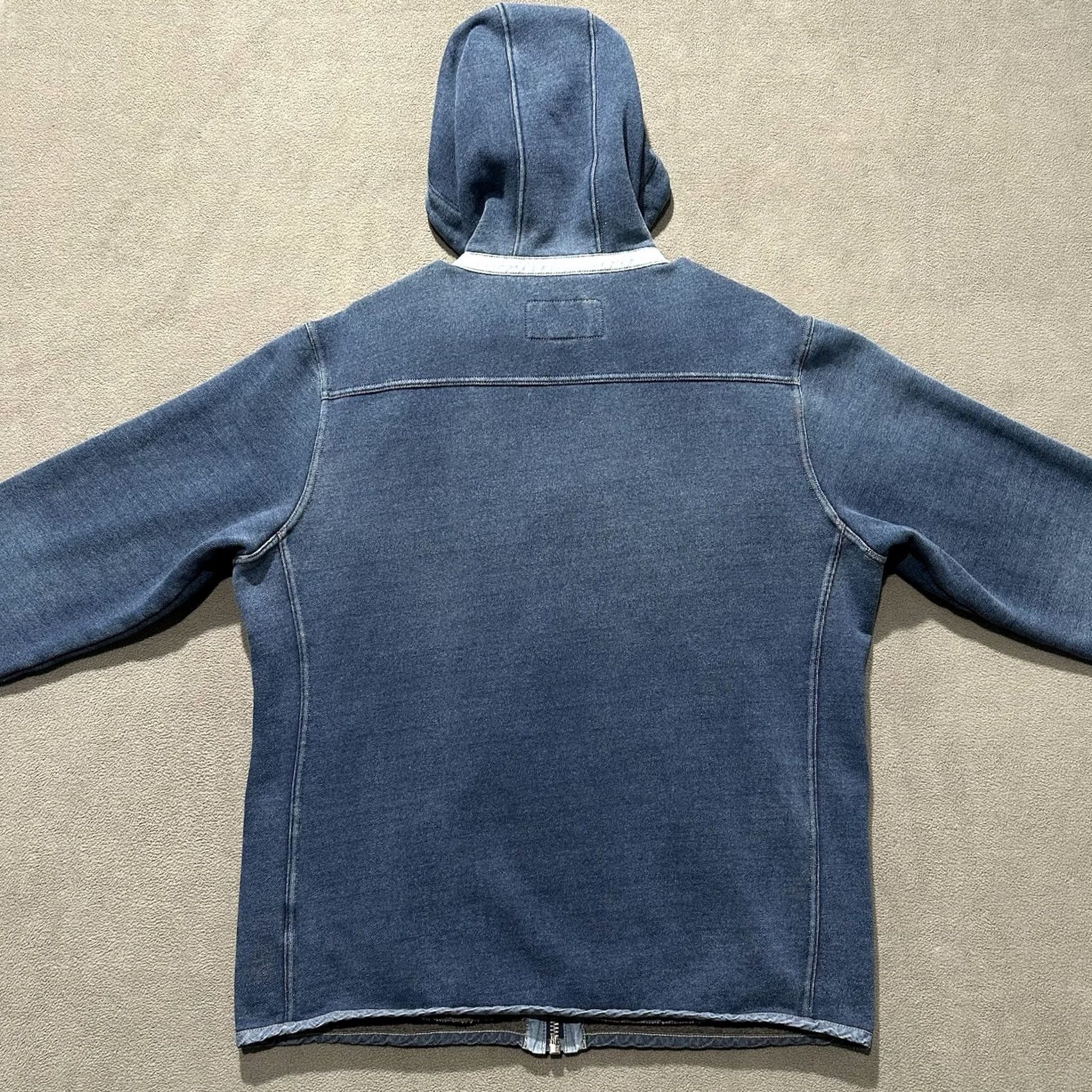 Vintage 32 Bar Blues Jacket Mens Large Blue Hooded Full Zip Lined Casual Spring Fall Size US L / EU 52-54 / 3 - 2 Thumbnail