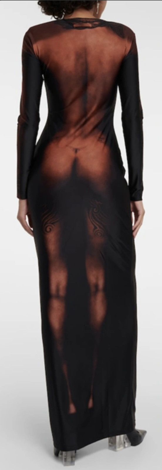 Jean Paul Gaultier Jean Paul Gautier The Long Ebony Body Tattoo Dress Dark Nude Size S / US 4 / IT 40 - 4 Thumbnail