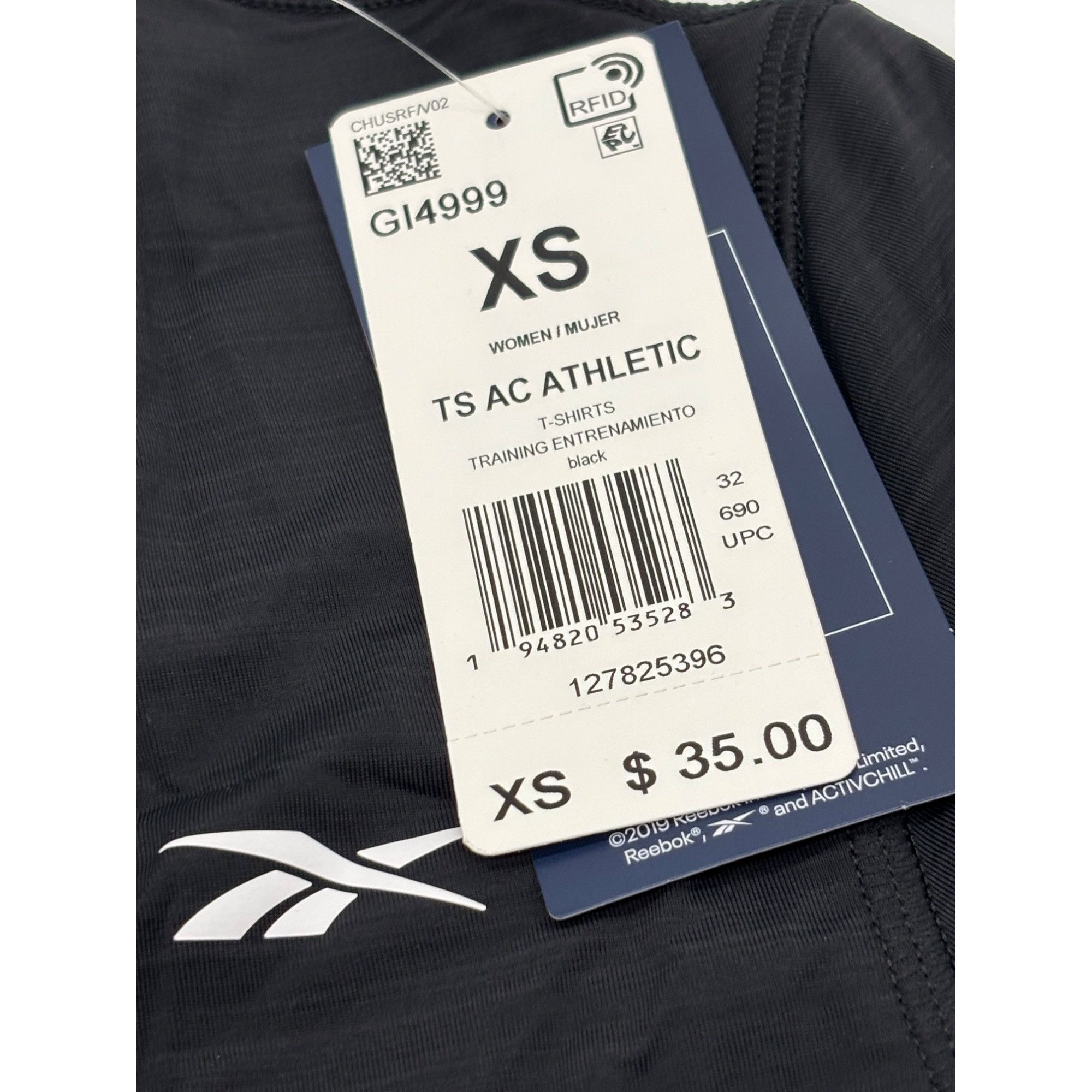 Reebok Reebok Women's Activchill Athletic T-Shirt in Black, Sz. XS Size XS / US 0-2 / IT 36-38 - 7 Thumbnail