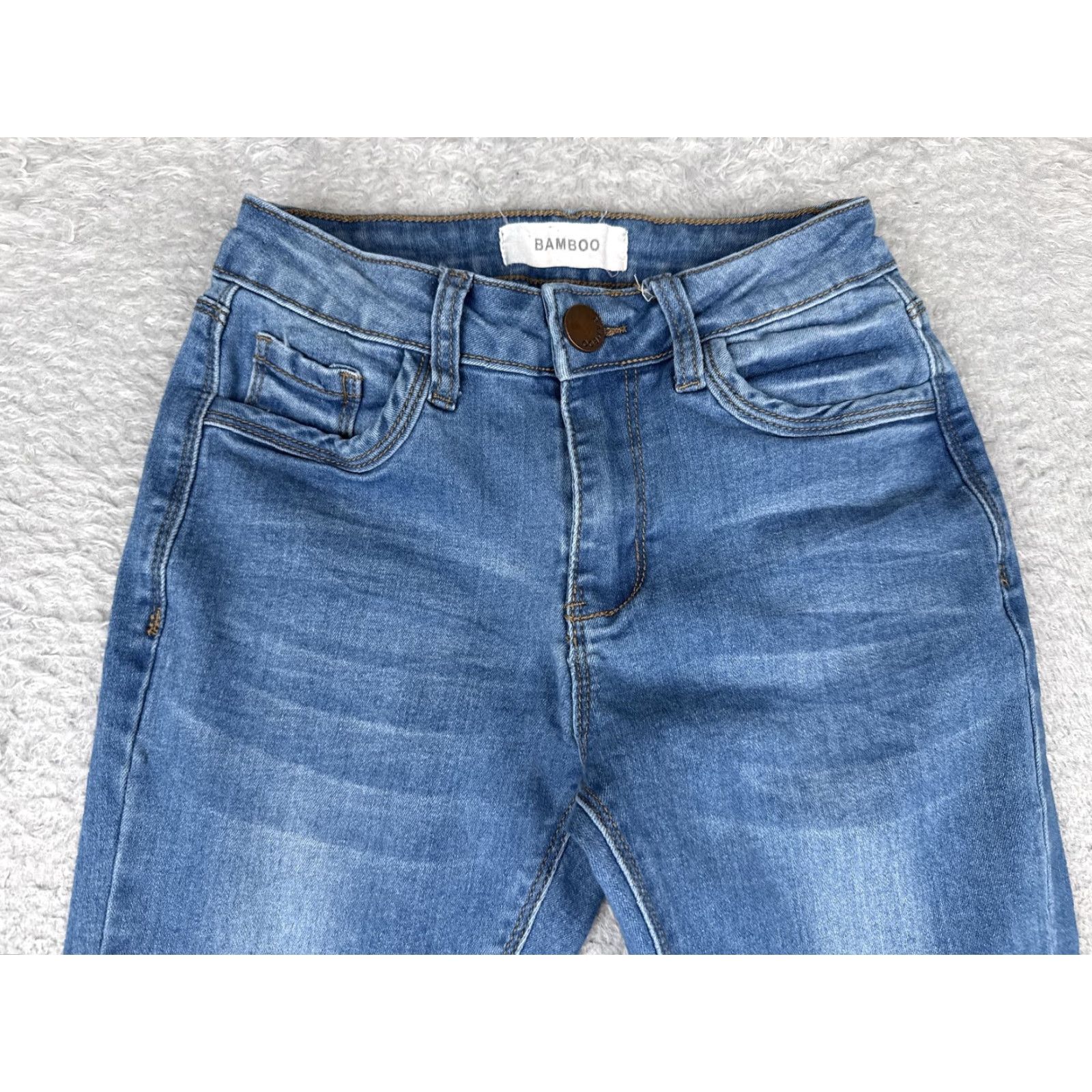 Vintage Bamboo Jeans Bootcut Juniors 0 Blue Medium Wash Stretch Denim 21in Waist 26in Inseam Womens Size 25" / US 0 / IT 36 - 4 Thumbnail
