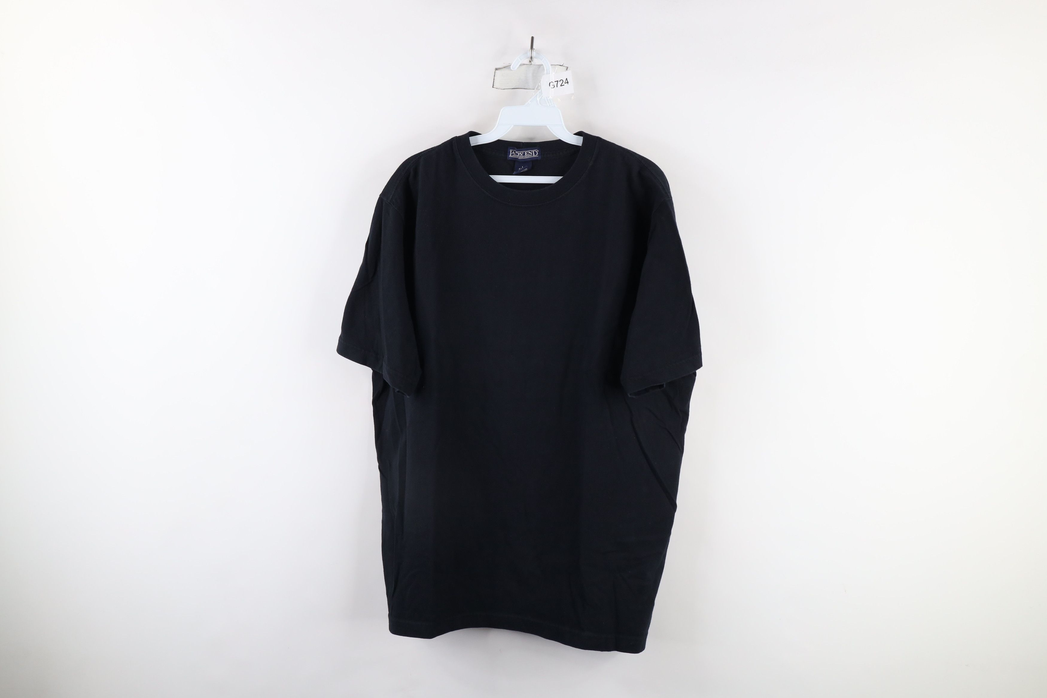 Lands' End × Vintage Vintage 90s Lands End Blank Heavyweight T-Shirt Black Cotton Size US L / EU 52-54 / 3 - 1 Thumbnail