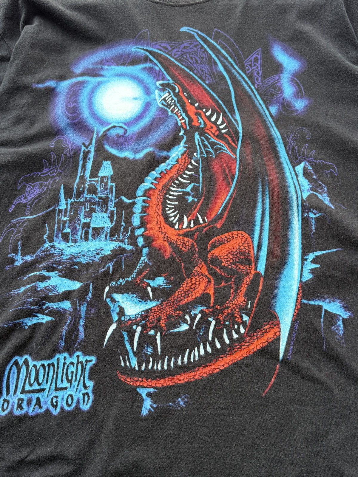 Vintage Vintage 90s Y2K Moonlight Dragon Liquid Blue Style T-Shirt Size US M / EU 48-50 / 2 - 2 Thumbnail
