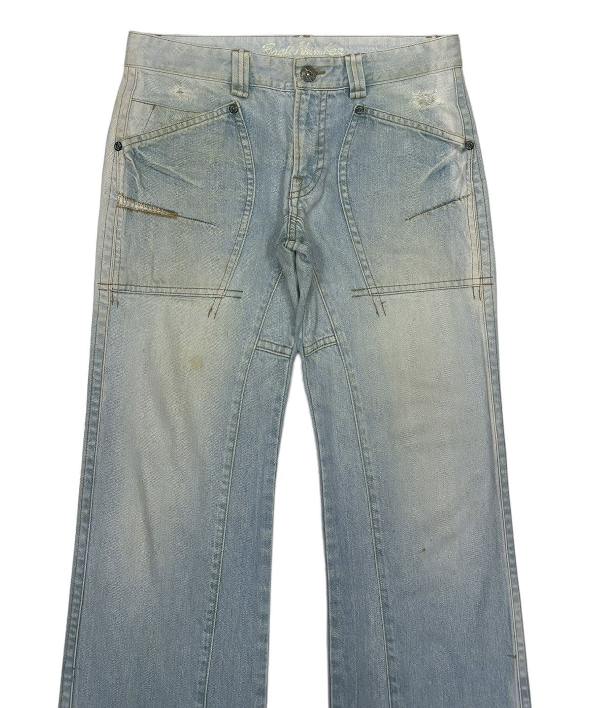 If Six Was Nine × Le Grande Bleu (L.G.B.) × Tornado Mart RARE🔥VINTAGE BACK NUMBER FLARED JEANS FADED DENIM Size US 32 / EU 48 - 5 Thumbnail