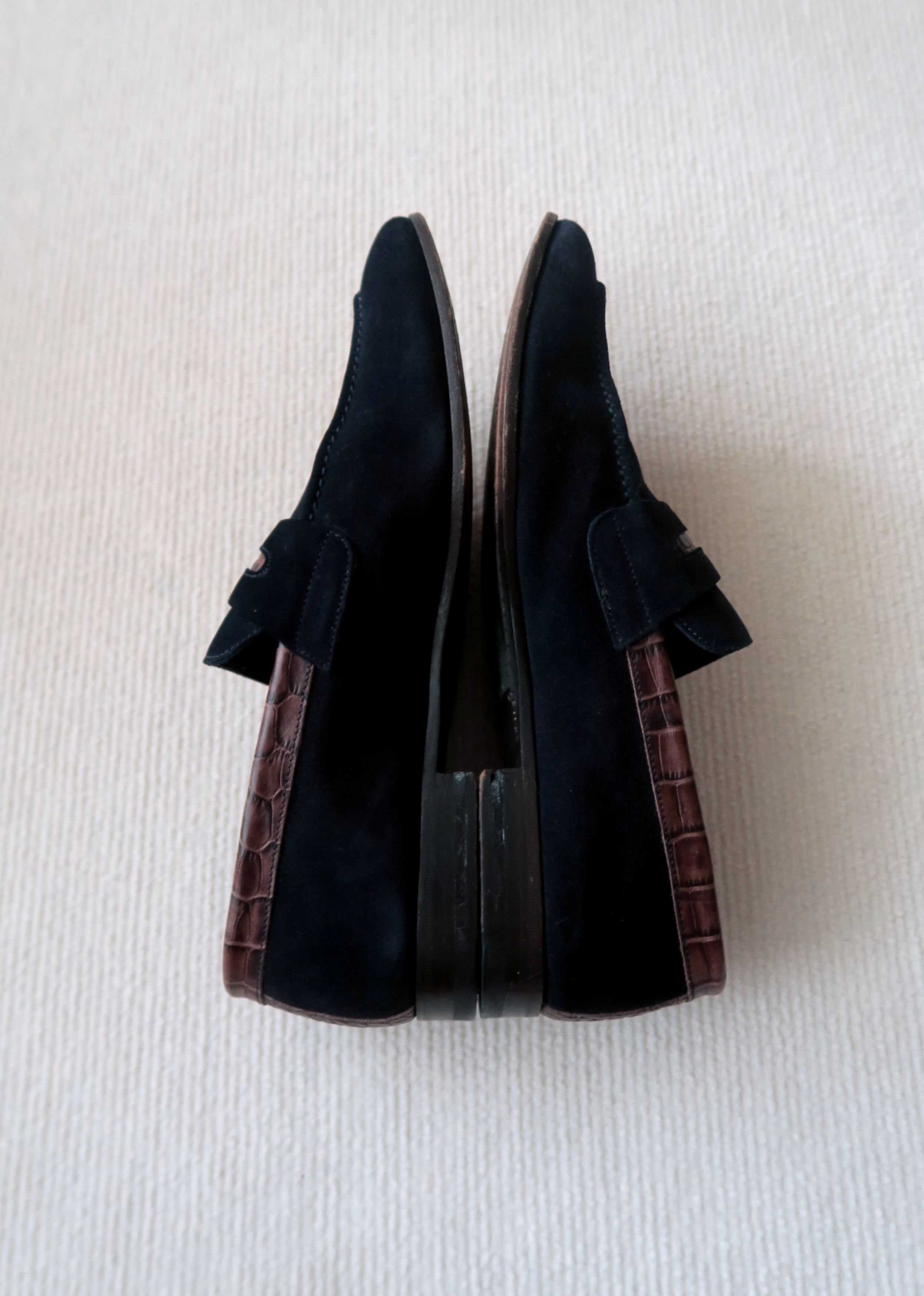 Canali Canali Suede Croc-Embossed Leather Trim Penny Loafers Shoes Size US 10 / EU 43 - 12 Thumbnail