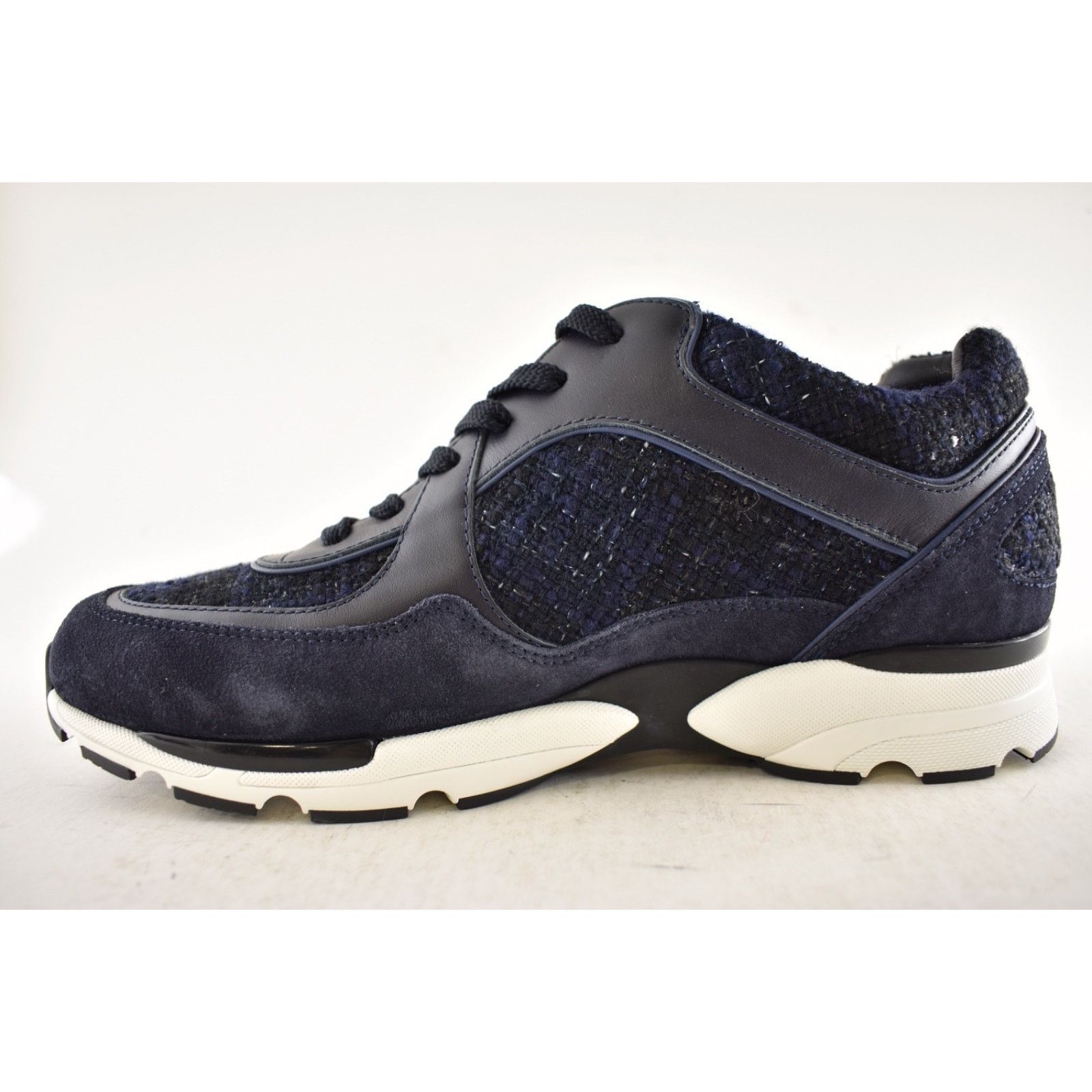 Chanel Chanel 24A Blue Black Tweed Suede CC Logo Trainer Sneaker 42 Size US 12 / IT 42 - 10 Thumbnail