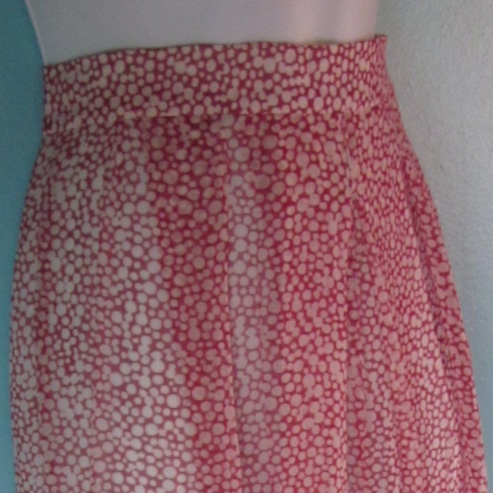 Vintage Red Pattern Lightweight Sheer Silk Culotte Summer Pants Size XS Size 25" / US 0 / IT 36 - 3 Thumbnail