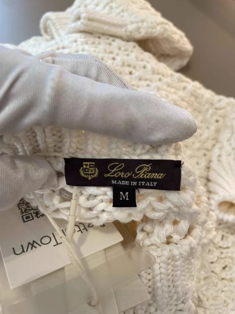 Loro Piana LORO PIANA White silk and cotton openwork loose sweater Size M / US 6-8 / IT 42-44 - 3 Thumbnail