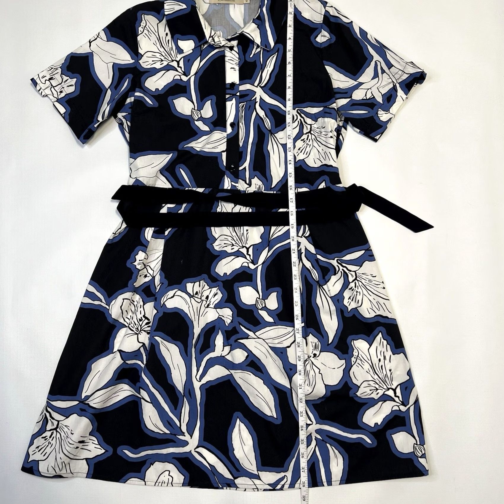 Vintage VINTAGE La Fee Maraboutee Floral Design Button Down Shirt Dress Sz 42FR/8US Blue Size M / US 6-8 / IT 42-44 - 4 Thumbnail