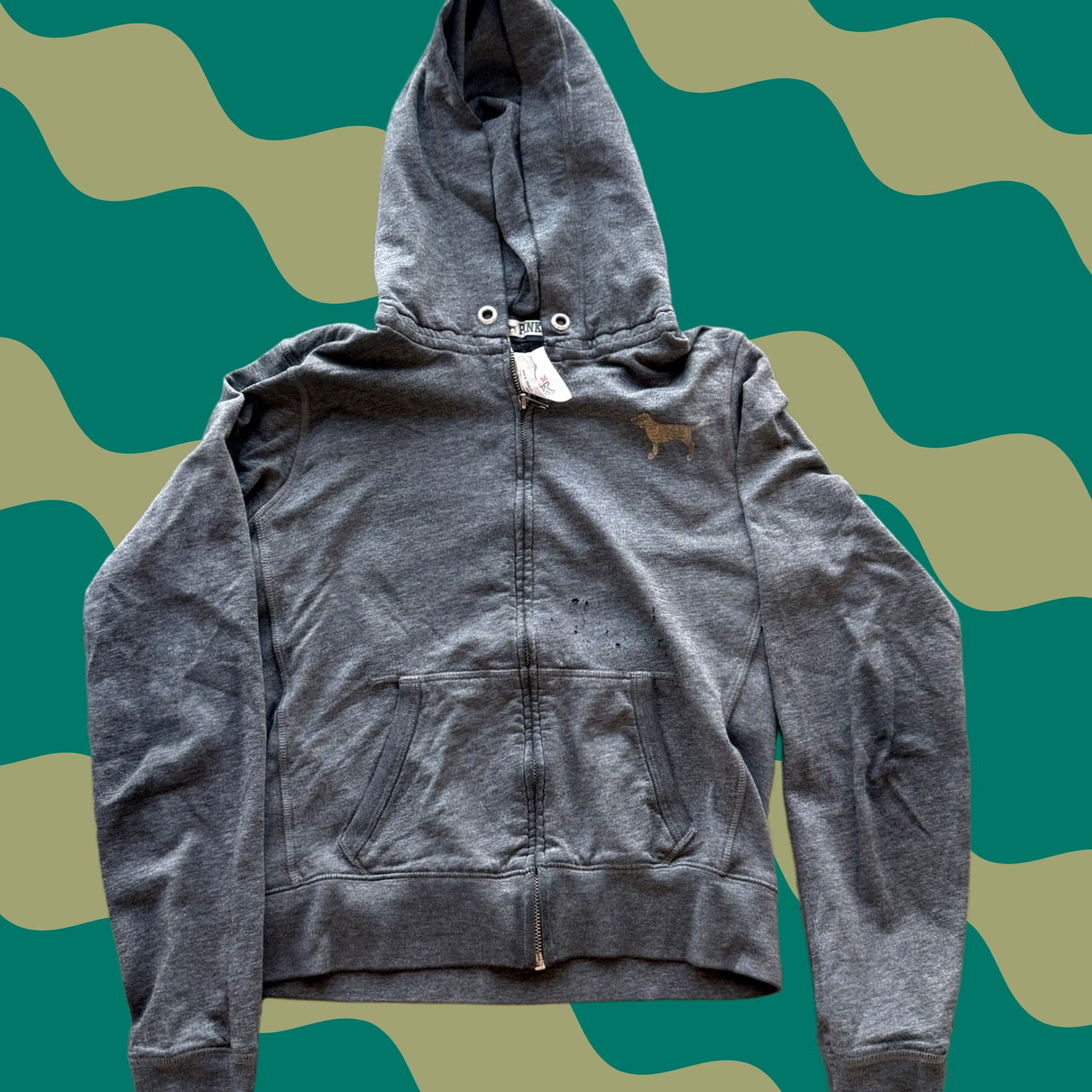 Victoria's Secret VINTAGE Victoria's Secret Pink Uni Rhinestone Grey Mcbling Full Zip Hoodie M Womens Size M / US 6-8 / IT 42-44 - 1 Thumbnail