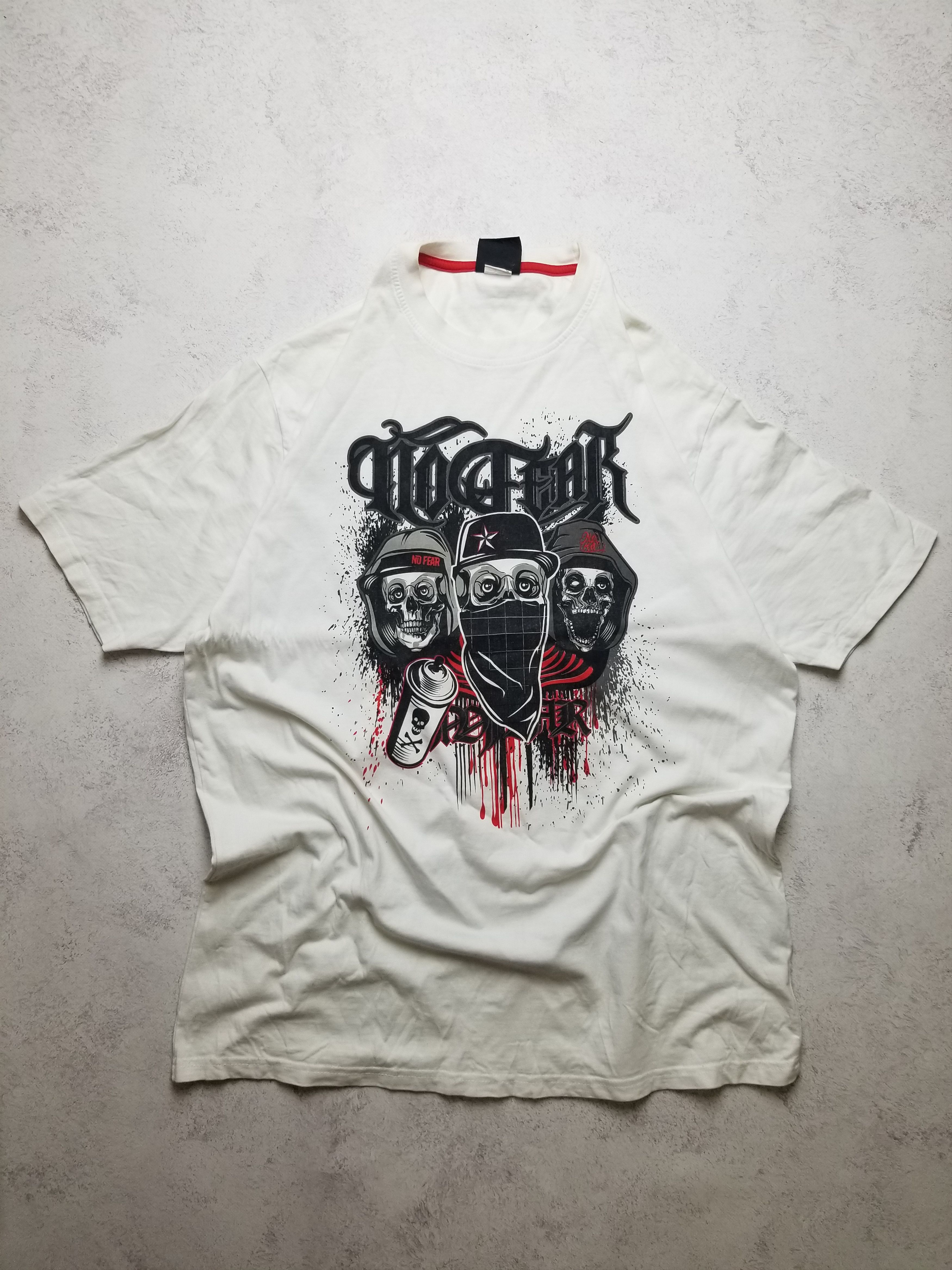 No Fear VTG Y2K NO-FEAR T-Shirt Spray Paint Hooded Skeletons RARE Size US XL / EU 56 / 4 - 1 Thumbnail