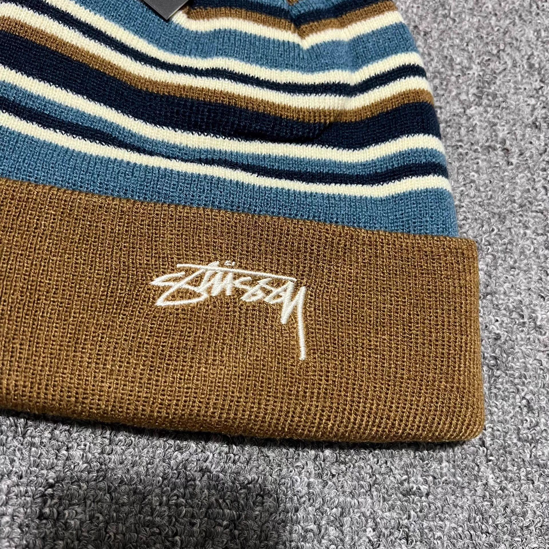 Stussy Stüssy Contrast Stripe Embroidered Logo Knit Beanie Q7 Size ONE SIZE - 9 Thumbnail