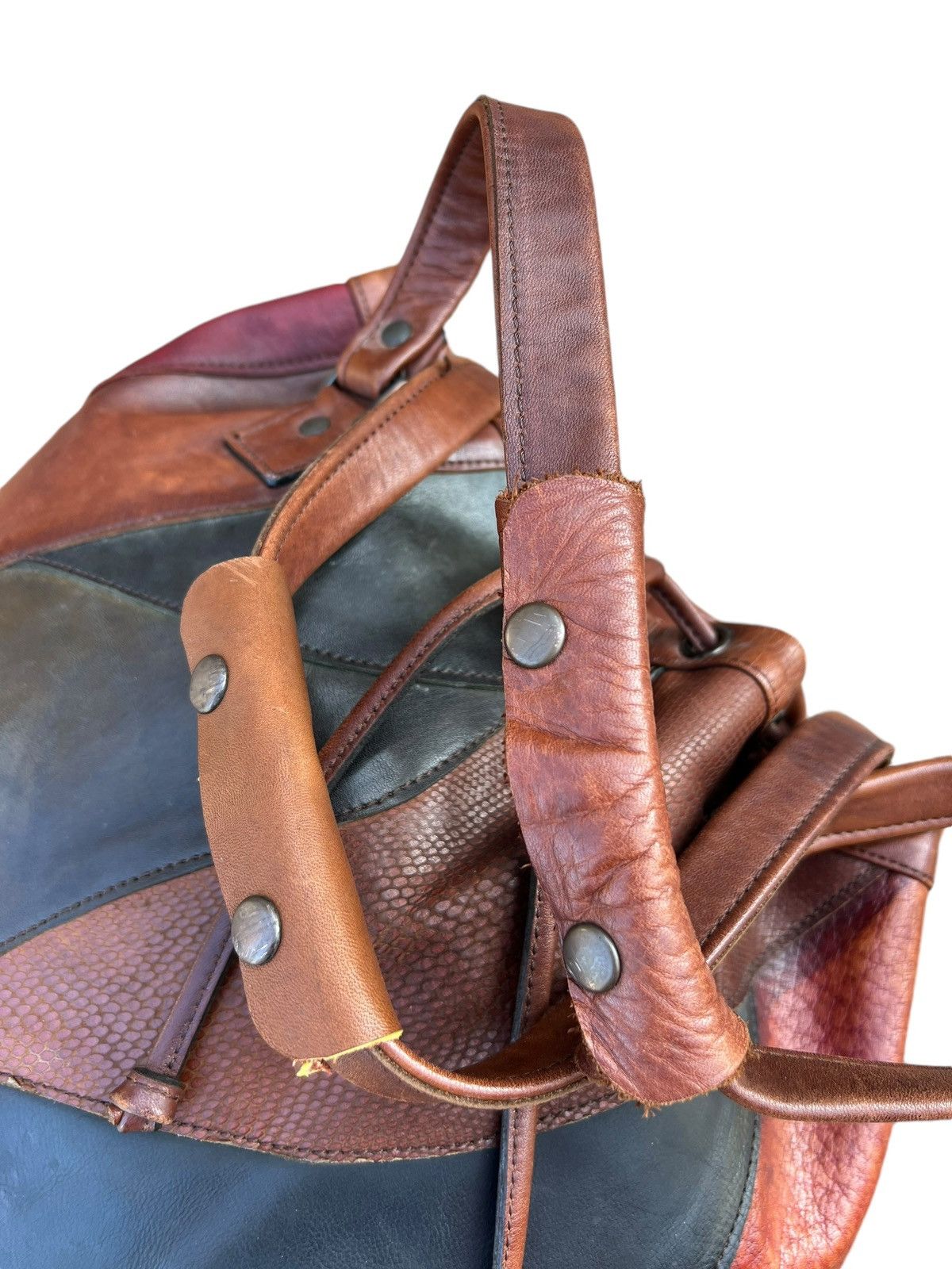 Leather Vintage K. Murata Japan Fade Patina Patchwork Tote Bag Size ONE SIZE - 22 Thumbnail