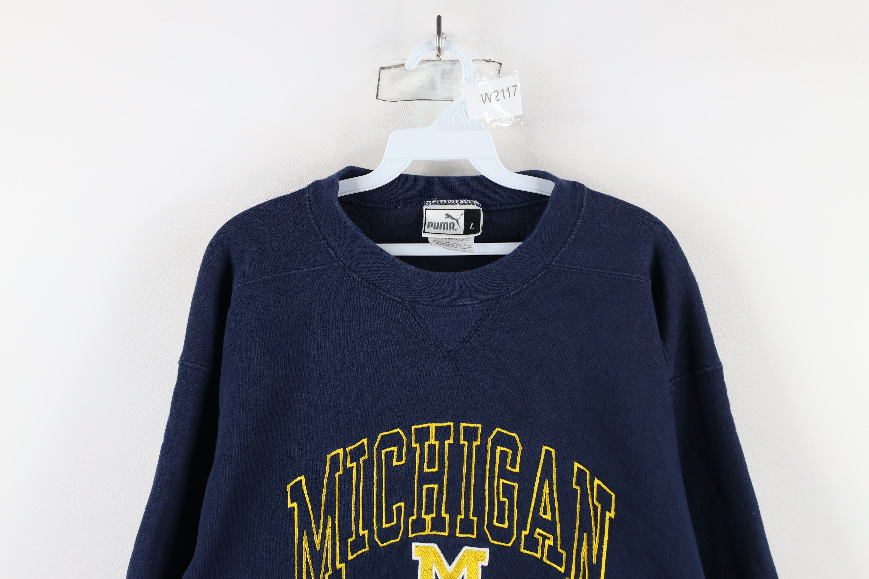 Puma × Vintage Vintage 90s Puma University of Michigan Crewneck Sweatshirt Size US L / EU 52-54 / 3 - 2 Thumbnail