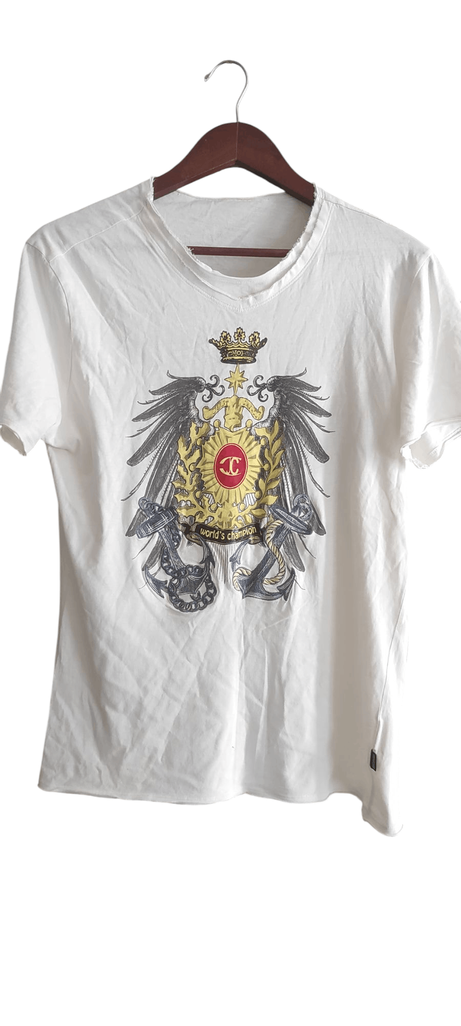 Just Cavalli Just Cavalli White Gold Printed Cotton Roundneck T-Shirt Size M / US 6-8 / IT 42-44 - 1 Thumbnail