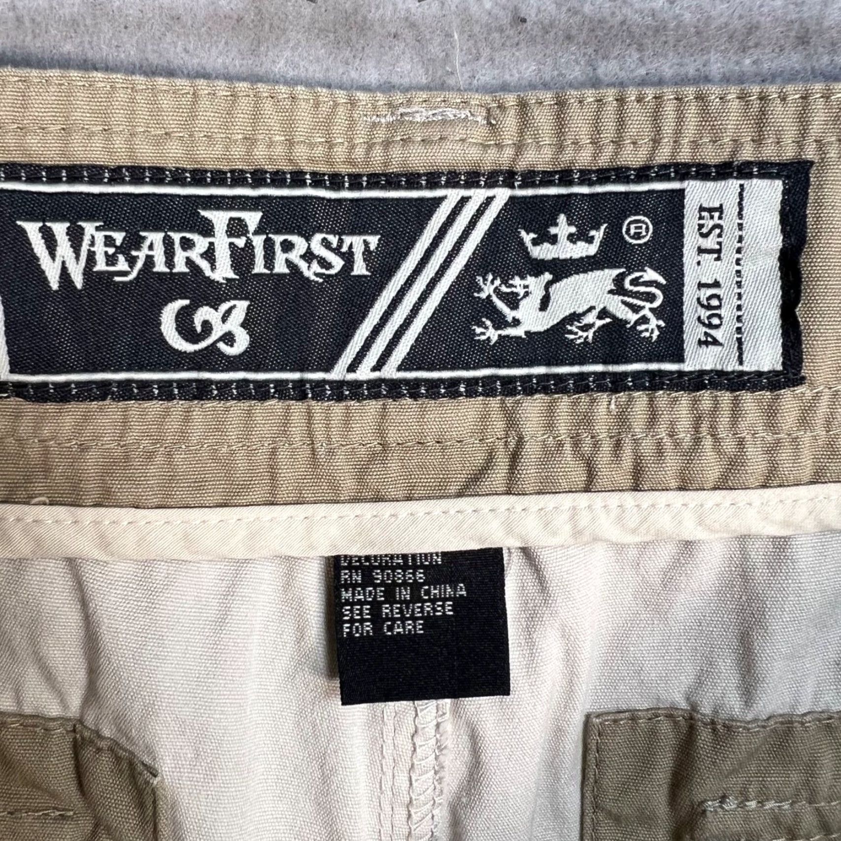 Vintage Wearfirst Mens Beige Cargo Pants 36x30 Straight Fit Y2K Baggy Skater Grunge Size US 36 / EU 52 - 3 Thumbnail