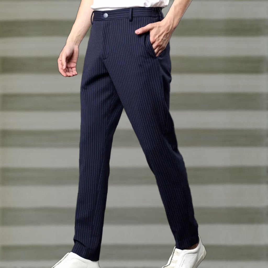 Vintage Rare Rabbit Ander Classic Pin Stripe Trousers Navy 36 Men’s Regular Size 36 Inches Inseam 31" Slim/Stretch Chino Pants Size US 36 / EU 52 - 1 Thumbnail
