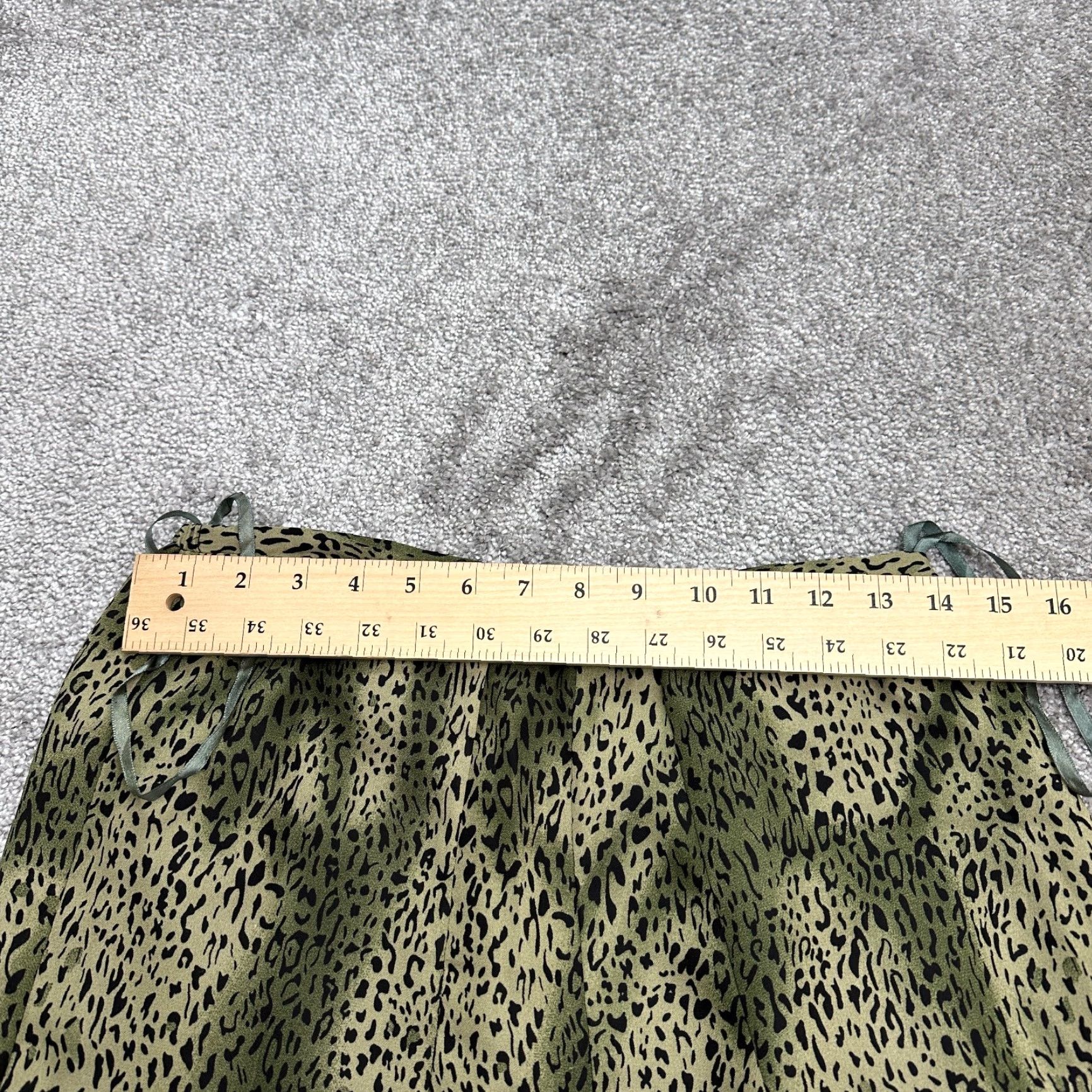 Vintage Unbranded Skirt A-Line Midi Womens 6 Regular 28 Green Leopard Lined Back Zip Size 28" / US 6 / IT 42 - 6 Thumbnail