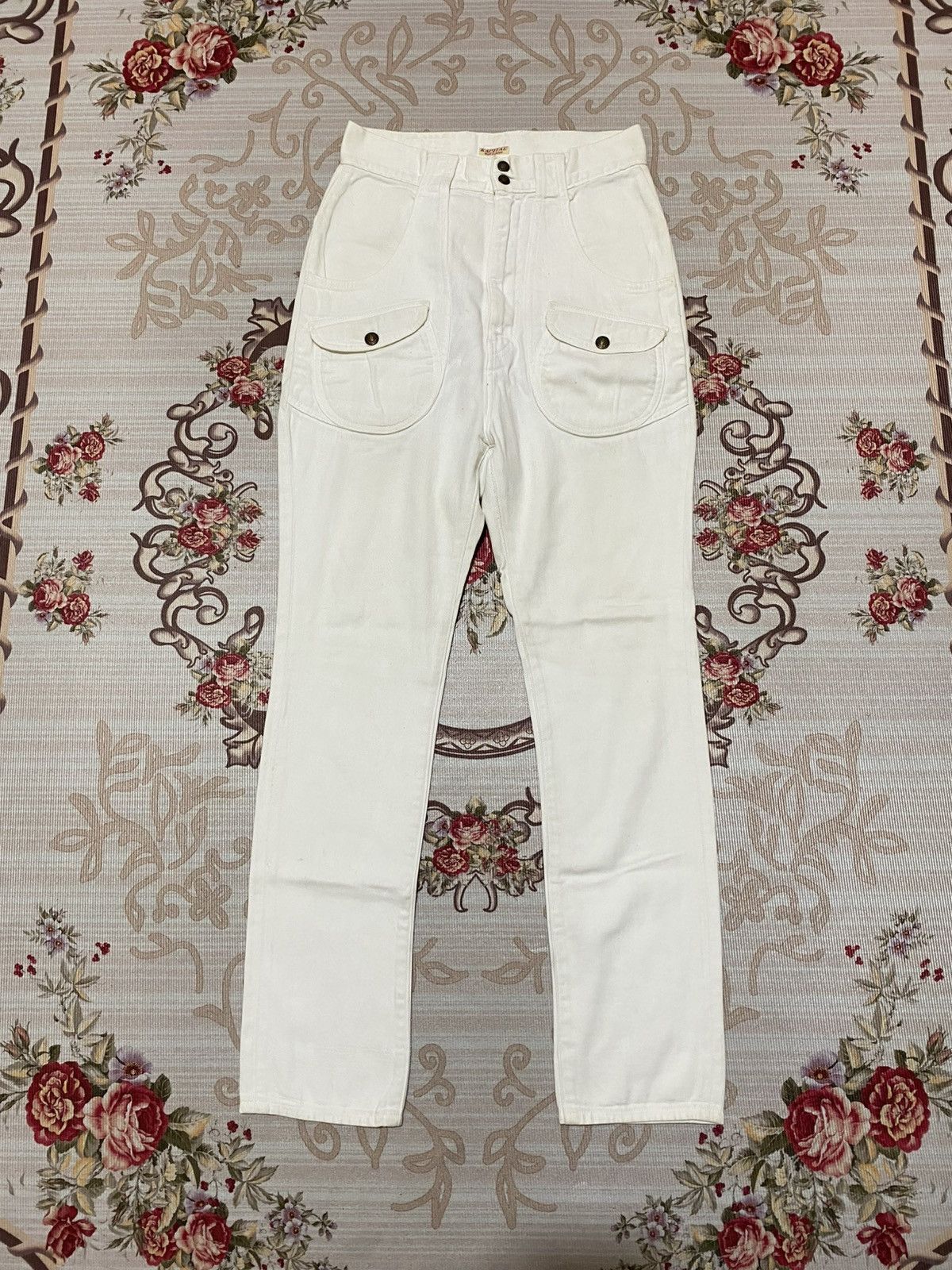 Kapital Kapital Monkey Walt Buckle Back White Pants Size US 27 - 1 Thumbnail