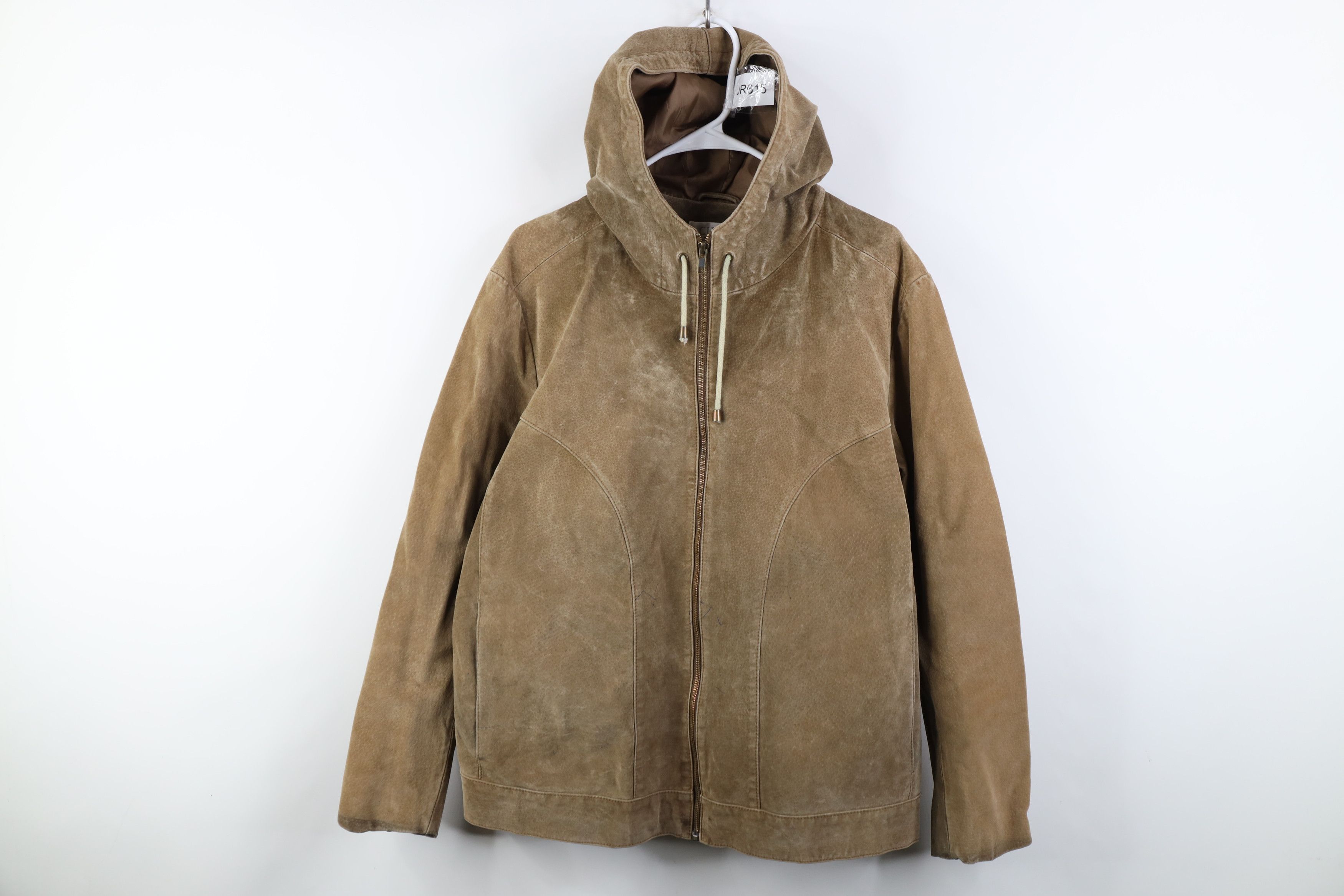 Vintage Vintage 90s Streetwear Babydoll Suede Leather Hooded Jacket Size XL / US 12-14 / IT 48-50 - 1 Thumbnail