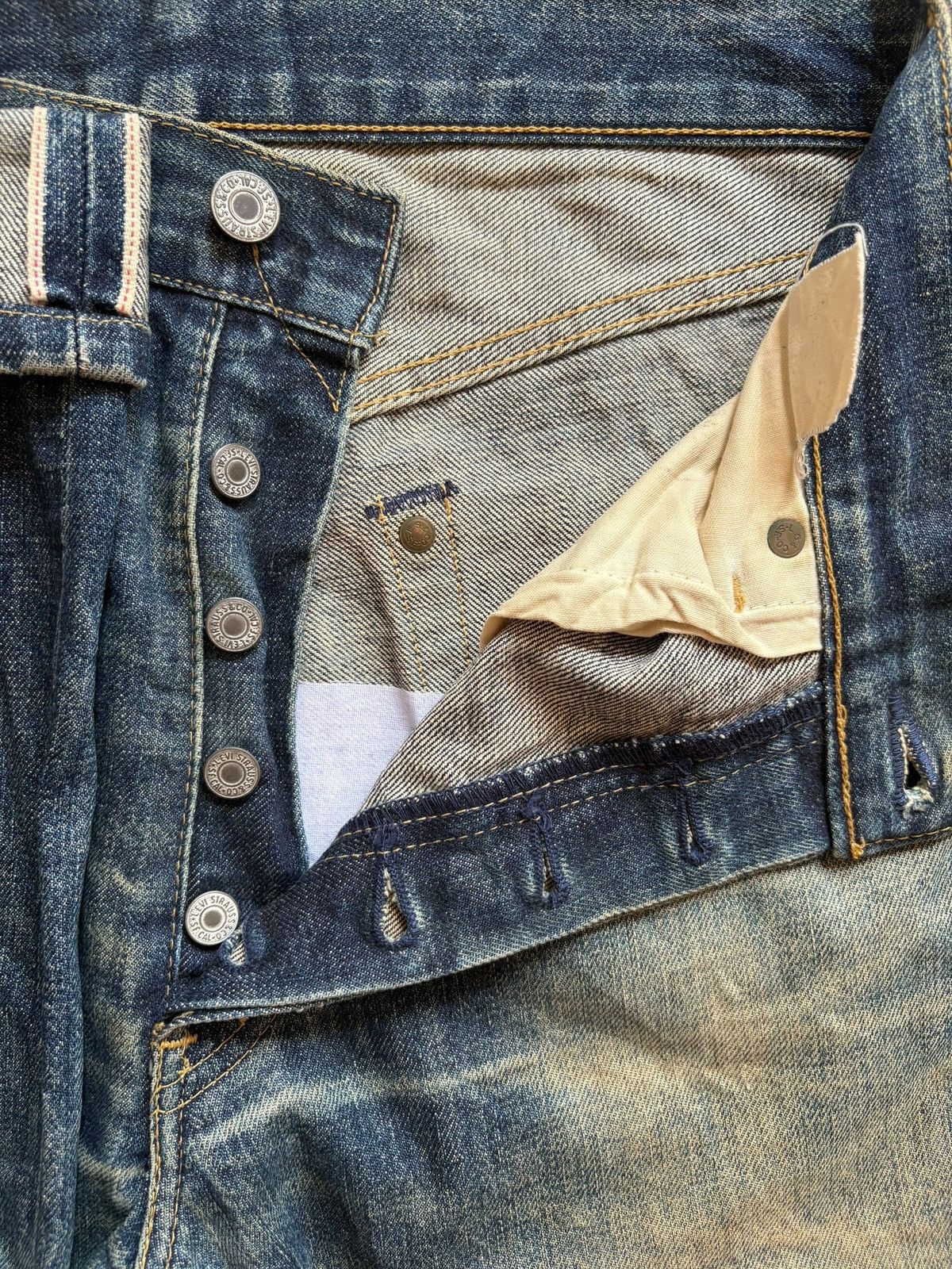 Levi's Vintage 80s Levis 503B Big E Selvedge Ripped Baggy Jeans Size US 30 / EU 46 - 4 Thumbnail