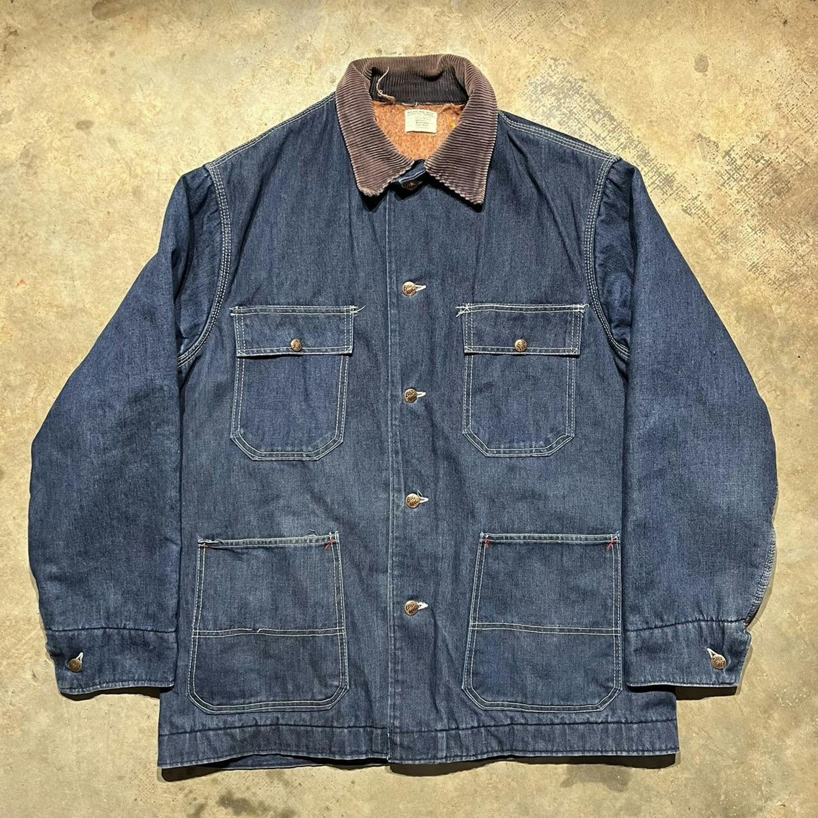 VTG 70s DENIM BIG MAC WESTERN SHERPA LINED BARN CHORE RODEO JACKET 40” M