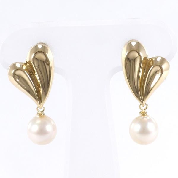 Other Other K18 Yellow Gold Pearl Earrings Metal Earrings in Great Condition Size ONE SIZE - 1 Thumbnail